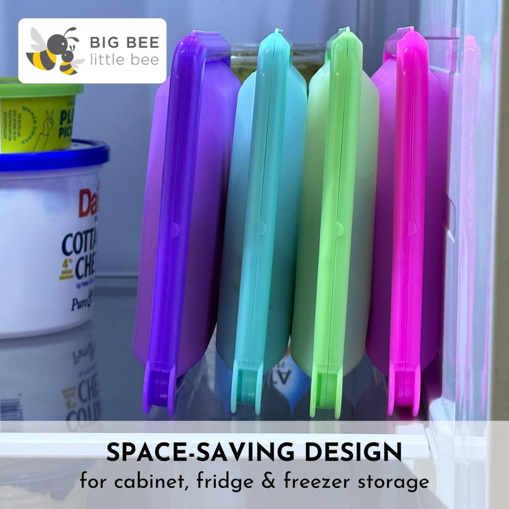 Big Bee, Little Bee SoftShell Reusable Silicone Food Storage Container - Clamshell Snap-Close Design, No Lost Lids, Easy to Clean, Compact for Travel, Meal Prep, Microwave Freezer and Dishwasher Safe
