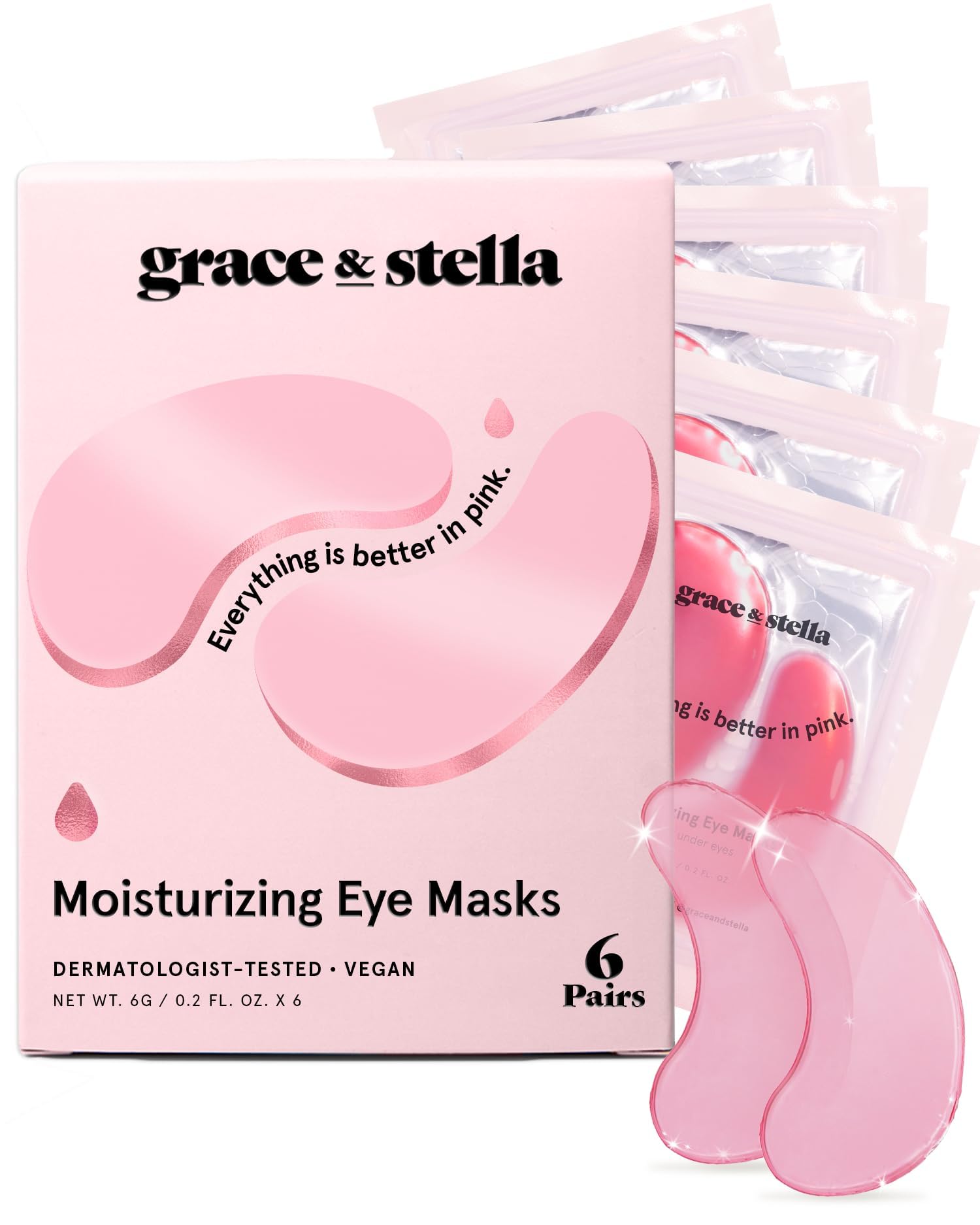 grace & stella Award Winning Under Eye Mask Reduce Dark Circles, Puffy Eyes, Undereye Bags, Wrinkles, Gel Under Eye Patches, Small Gifts for Women, Gifts Under 10 Dollars, Vegan (6 Pairs, Blue)