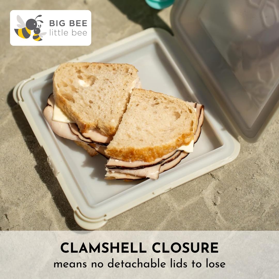 Big Bee, Little Bee SoftShell Reusable Silicone Food Storage Container - Clamshell Snap-Close Design, No Lost Lids, Easy to Clean, Compact for Travel, Meal Prep, Microwave Freezer and Dishwasher Safe