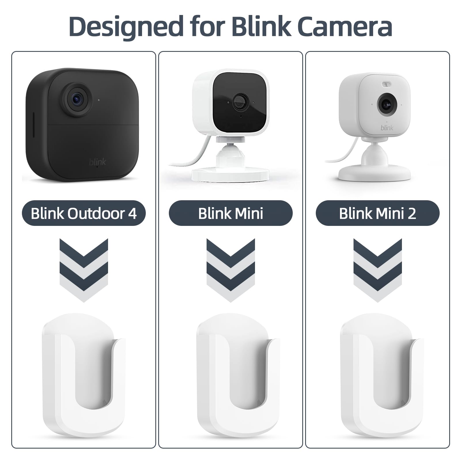 Blink Camera Mount, 3 Pack Adhesive Wall Mount Bracket for Blink Outdoor 4/Indoor/Mini/Mini 2, No Drill, Black