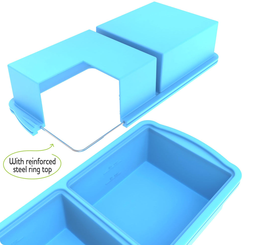 ZIP STANDING Silicone Freezer Trays with Lid,1-cup Soup Freezer Container large Ice Cube Molds with Reinforced Steel Ring Top for freezing Soup Sauce Broth Leftovers oven Dishwasher -Safe(2-Pack)
