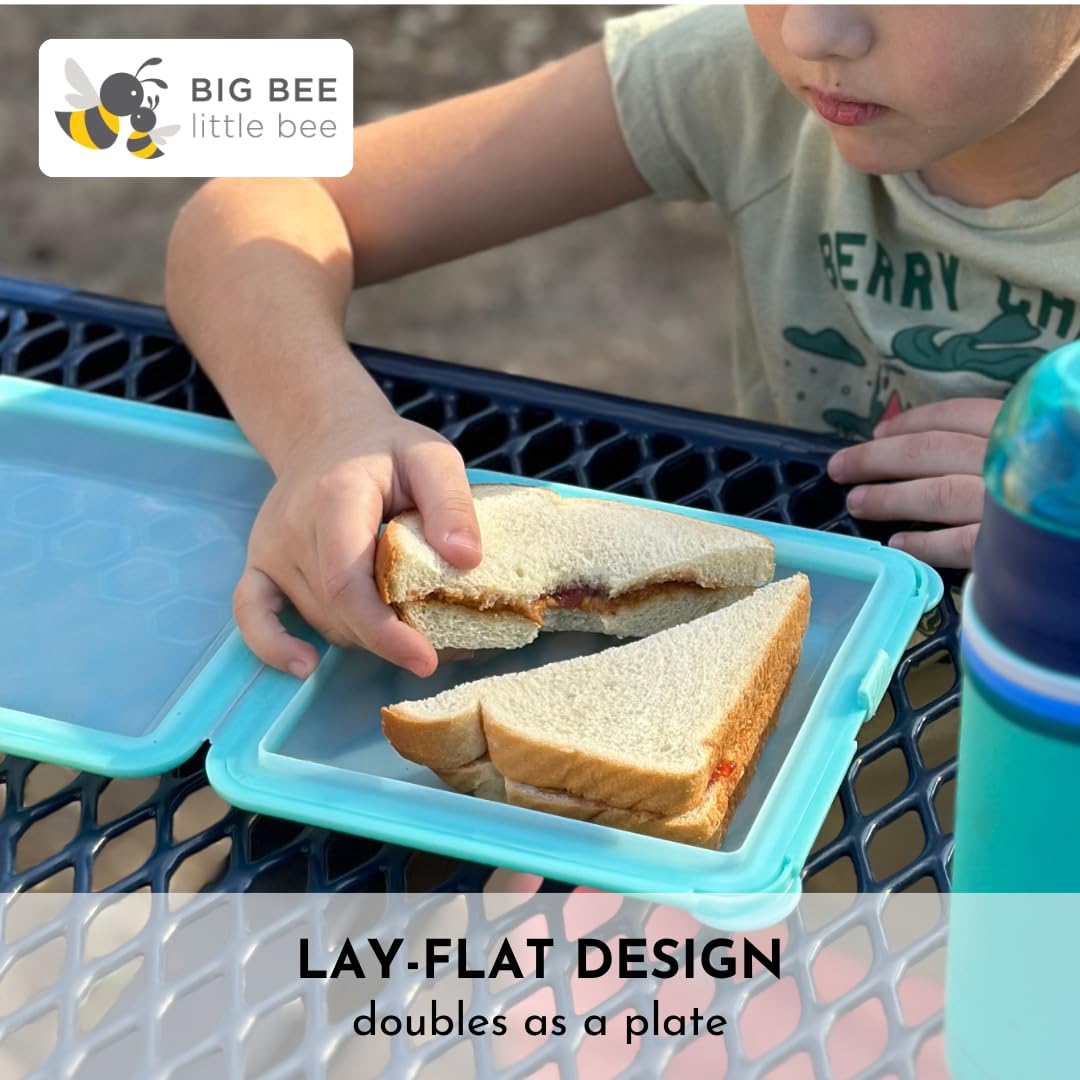 Big Bee, Little Bee SoftShell Reusable Silicone Food Storage Container - Clamshell Snap-Close Design, No Lost Lids, Easy to Clean, Compact for Travel, Meal Prep, Microwave Freezer and Dishwasher Safe