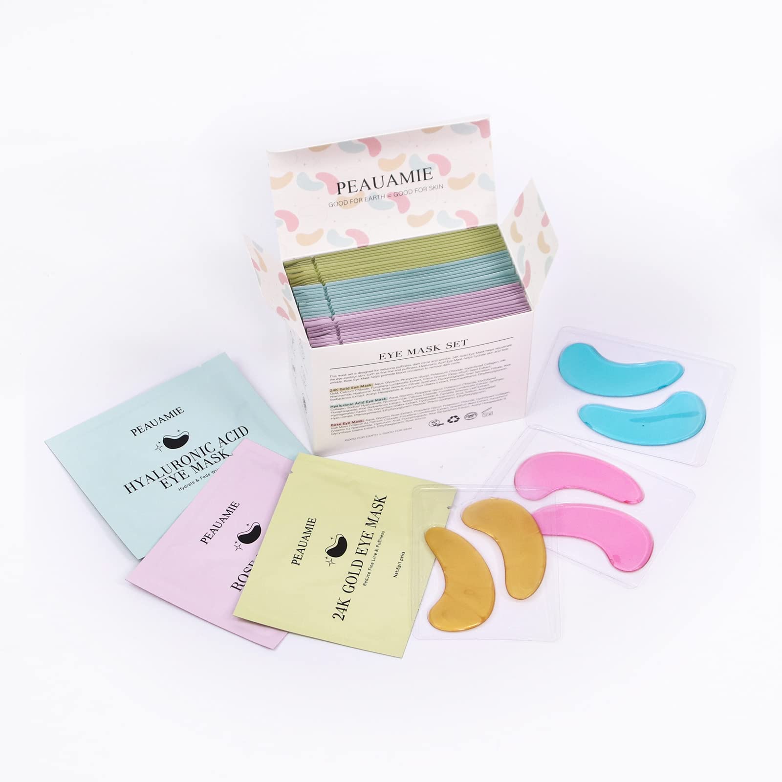 PEAUAMIE Under Eye Patches Collagen and Peptide Eye Mask for Dark Circles and Puffiness,Face Mask Skin Care Products 30 Pairs