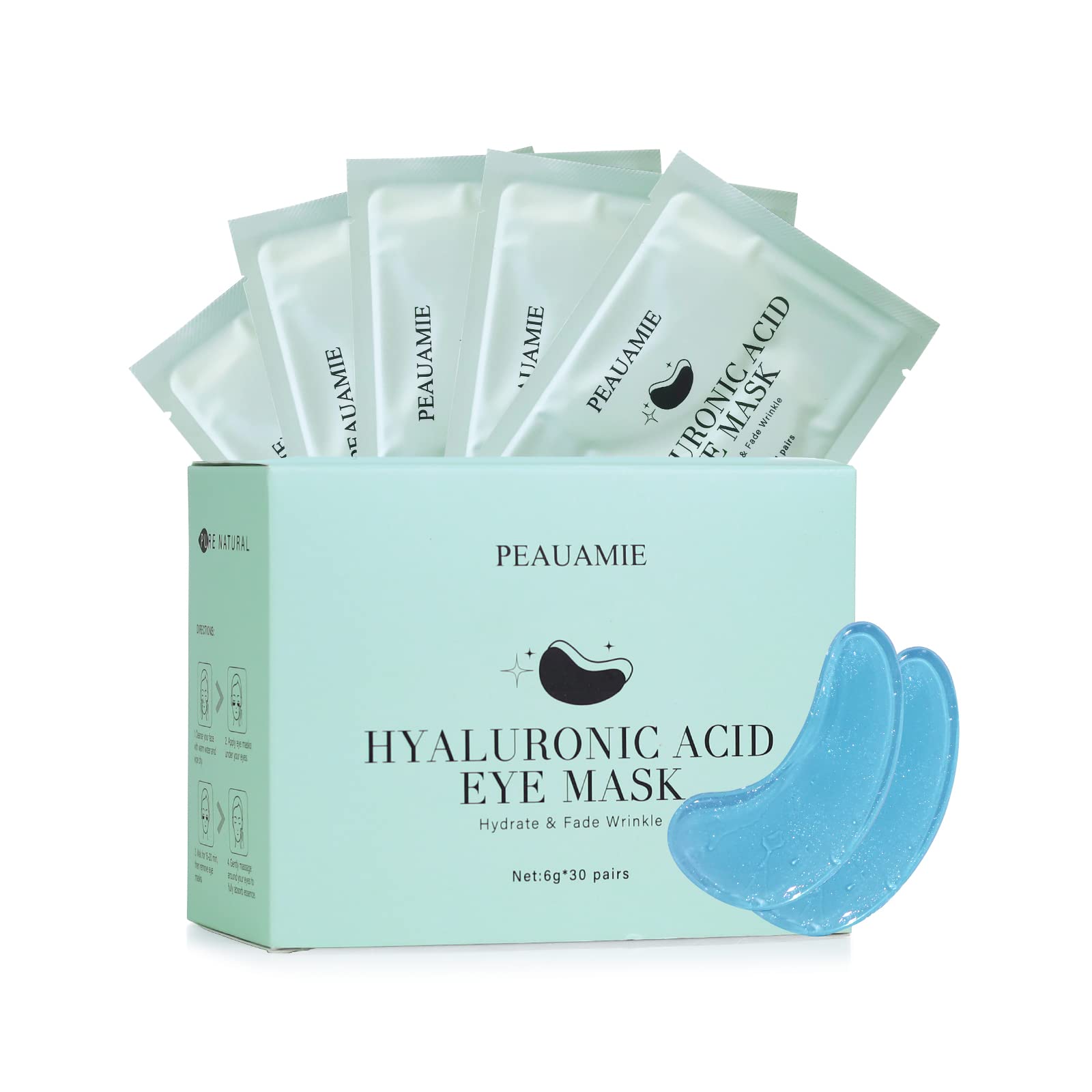 PEAUAMIE Under Eye Patches Collagen and Peptide Eye Mask for Dark Circles and Puffiness,Face Mask Skin Care Products 30 Pairs