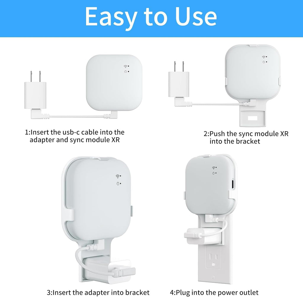 Outlet Mount for All-New Sync Module, Compatible with Blink Sync Module Core/2/XR, Space-Saving & No-Drill Bracket for Blink Indoor Outdoor Security Camera, with Short Cables (1Pack)