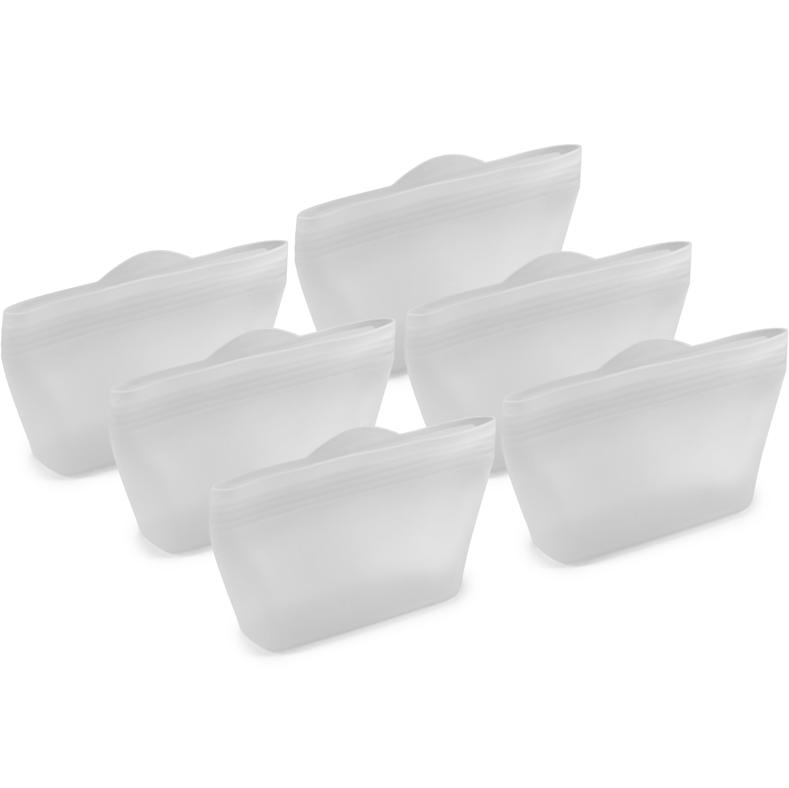 Home Logic Reusable Snack Bags - Set of 6 Clear Silicone Freezer Bags, Airtight Leak Resistant Reusable Zip Bags for Kitchen Home Food Prep, Microwave & Sous Vide Safe