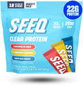 SEEQ Clear Protein Powder Packets - 18 Count Sample Pack - 22g Clear Whey Protein Isolate - Zero Sugar - 0g Lactose, Allergen-Friendly - GLP-1 Support - Post-Workout Recovery - Mixed Flavors