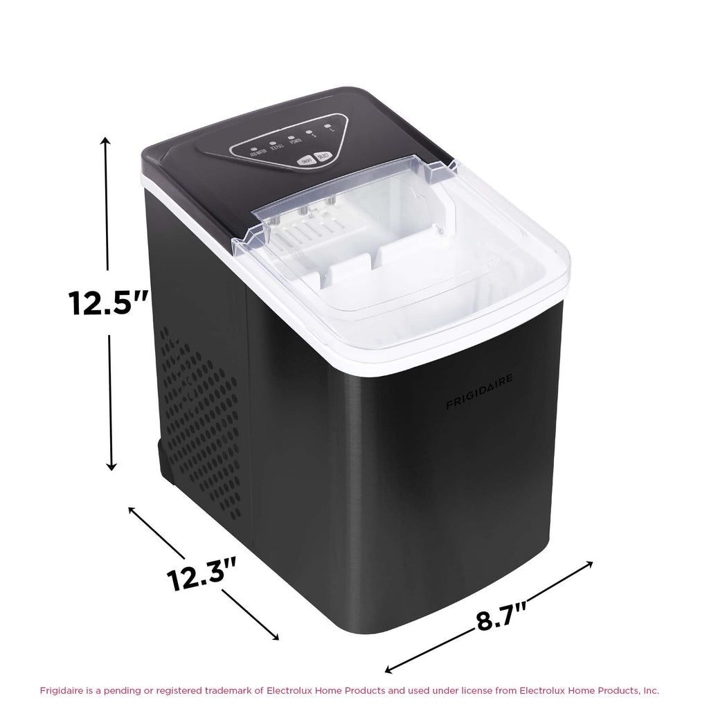 Frigidaire EFIC123-SSBLACK Compact Countertop Ice Maker, 26lbs of Ice per Day, Black Stainless