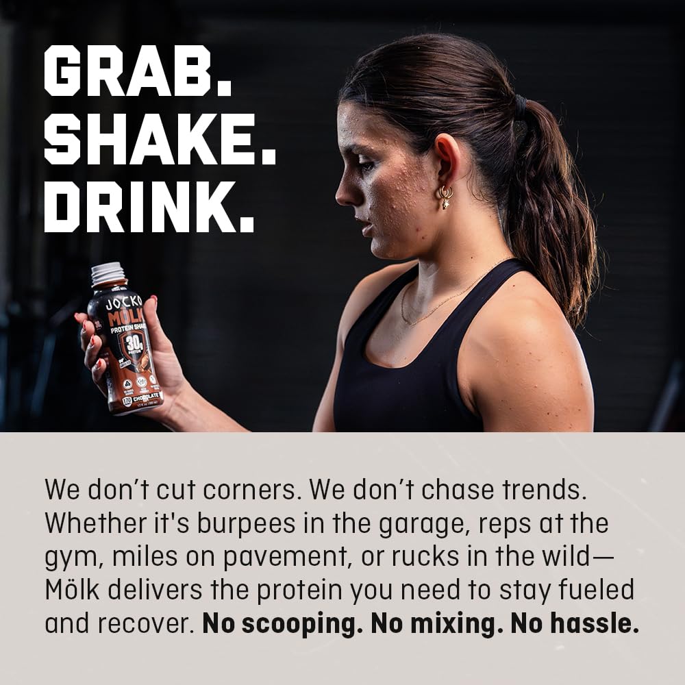 Jocko Mölk 30g Grass Fed Protein Shakes – No Added Sugar Protein Drinks KETO Friendly - Ready to Drink 12 FL Oz (Pack of 12) Chocolate