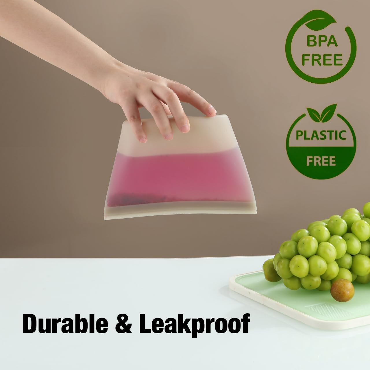 3 Pack Reusable Silicone Bags for Food Storage, Emptycolor Zipper Bags Reusable, Leakproof Freezer Bag for Sandwich, Snack, Dishwasher Safe, BPA Free