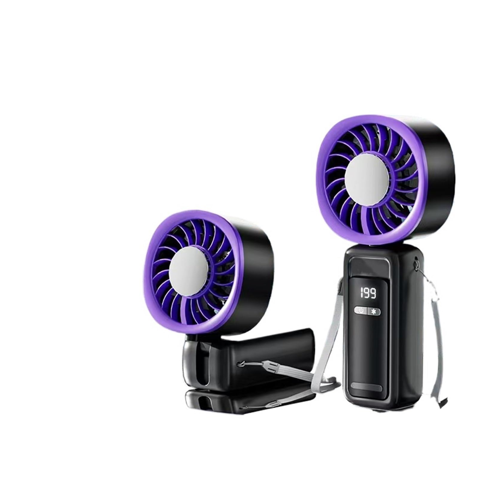Portable Folding Small Fan Handheld Digital Display USB Charging Hanging Neck Cooling Outdoor