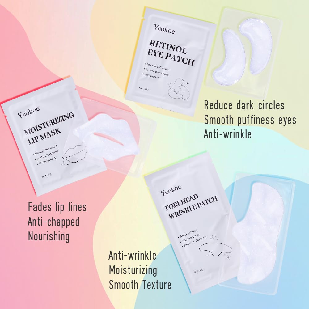 Yeokoe Under Eye Patches for Dark Circles,Eye Mask for Puffy Eyes With Collagen,Retinol,Vitmin C,Hyaluronic Acid and Niacinamide Face Masks Skincare Spa Gifts for Woman 20Pairs
