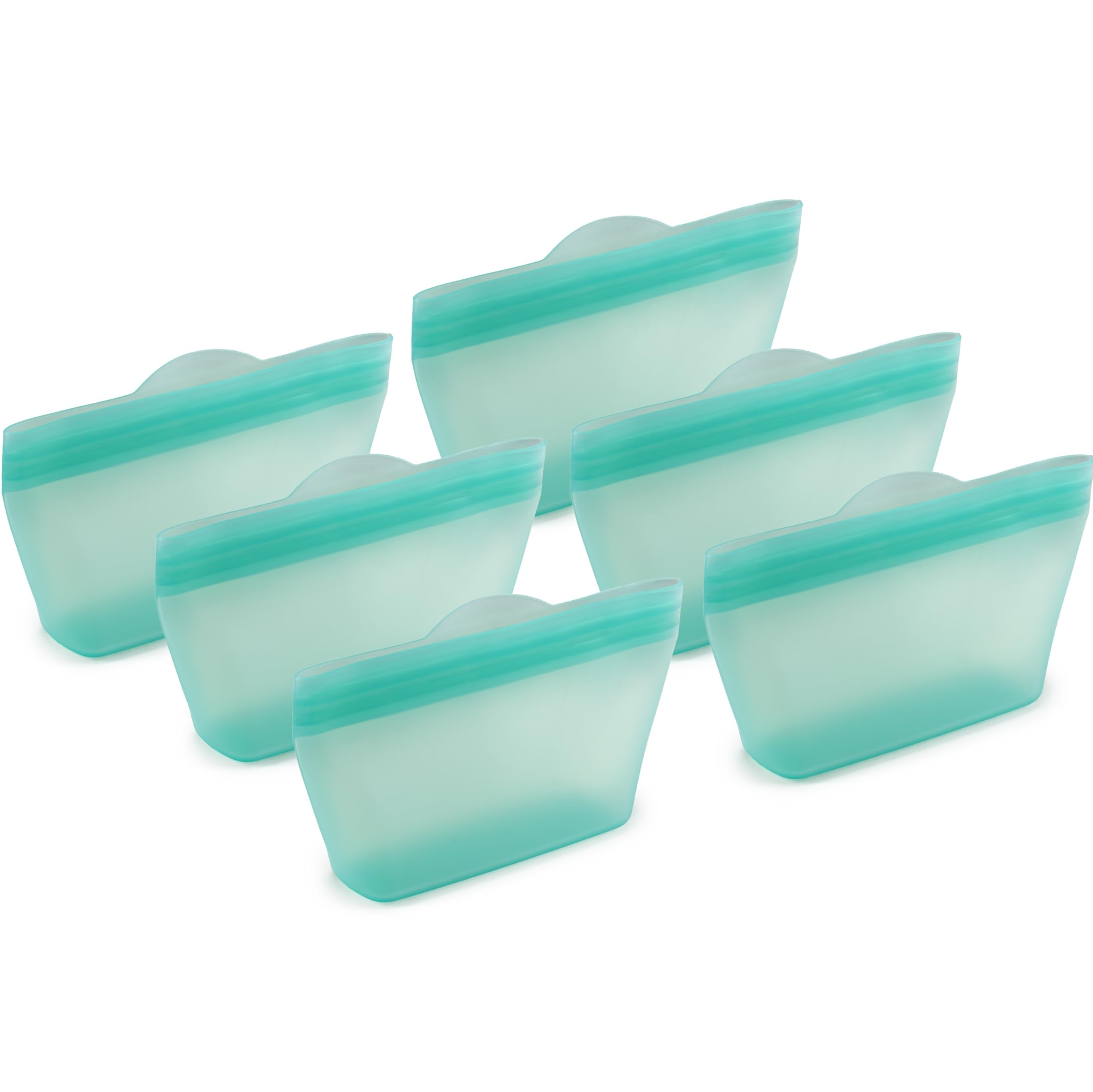 Home Logic Reusable Snack Bags - Set of 6 Clear Silicone Freezer Bags, Airtight Leak Resistant Reusable Zip Bags for Kitchen Home Food Prep, Microwave & Sous Vide Safe
