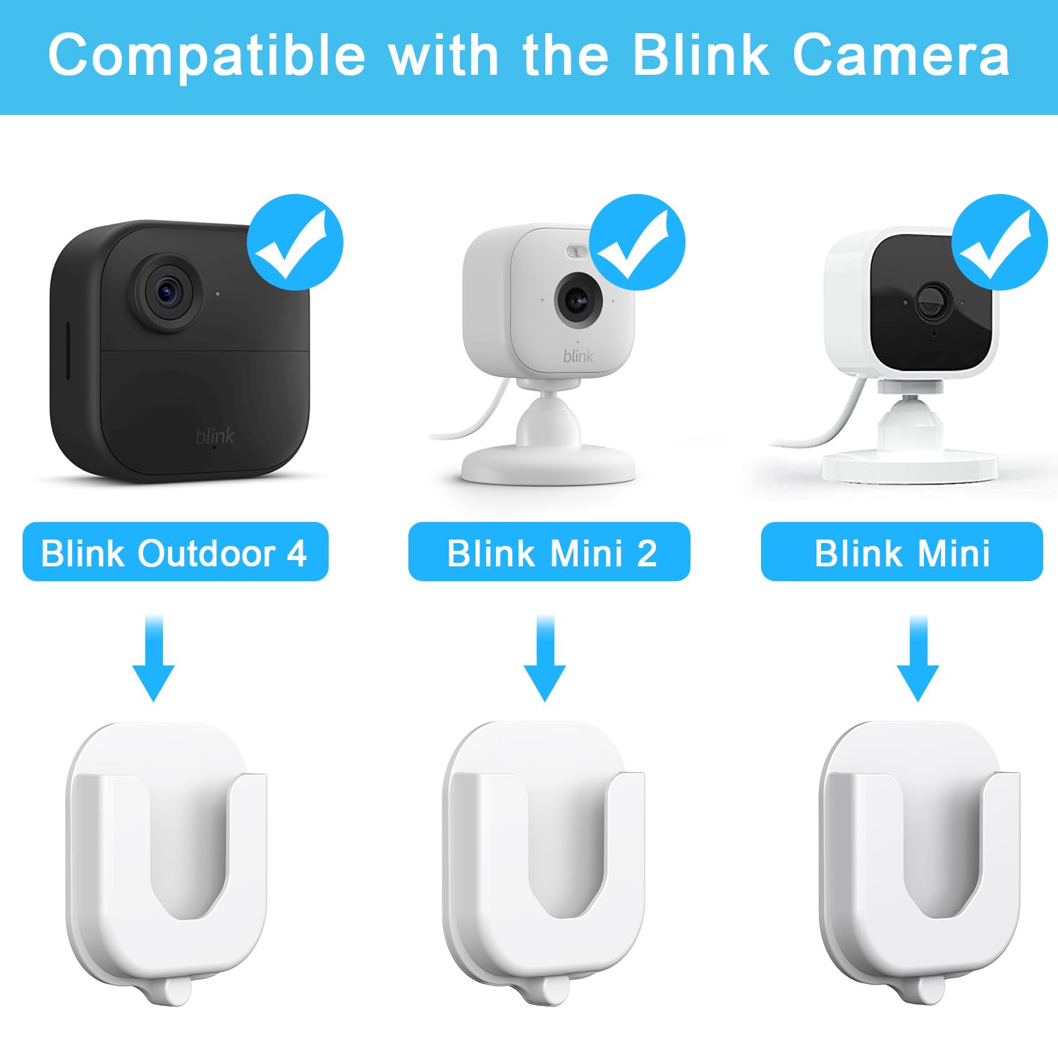 3 Pack Adhesive Wall Mount Bracket for Blink Mini/Mini 2 /Outdoor 4 /Indoor Camera Mount No Tools Need No Drill