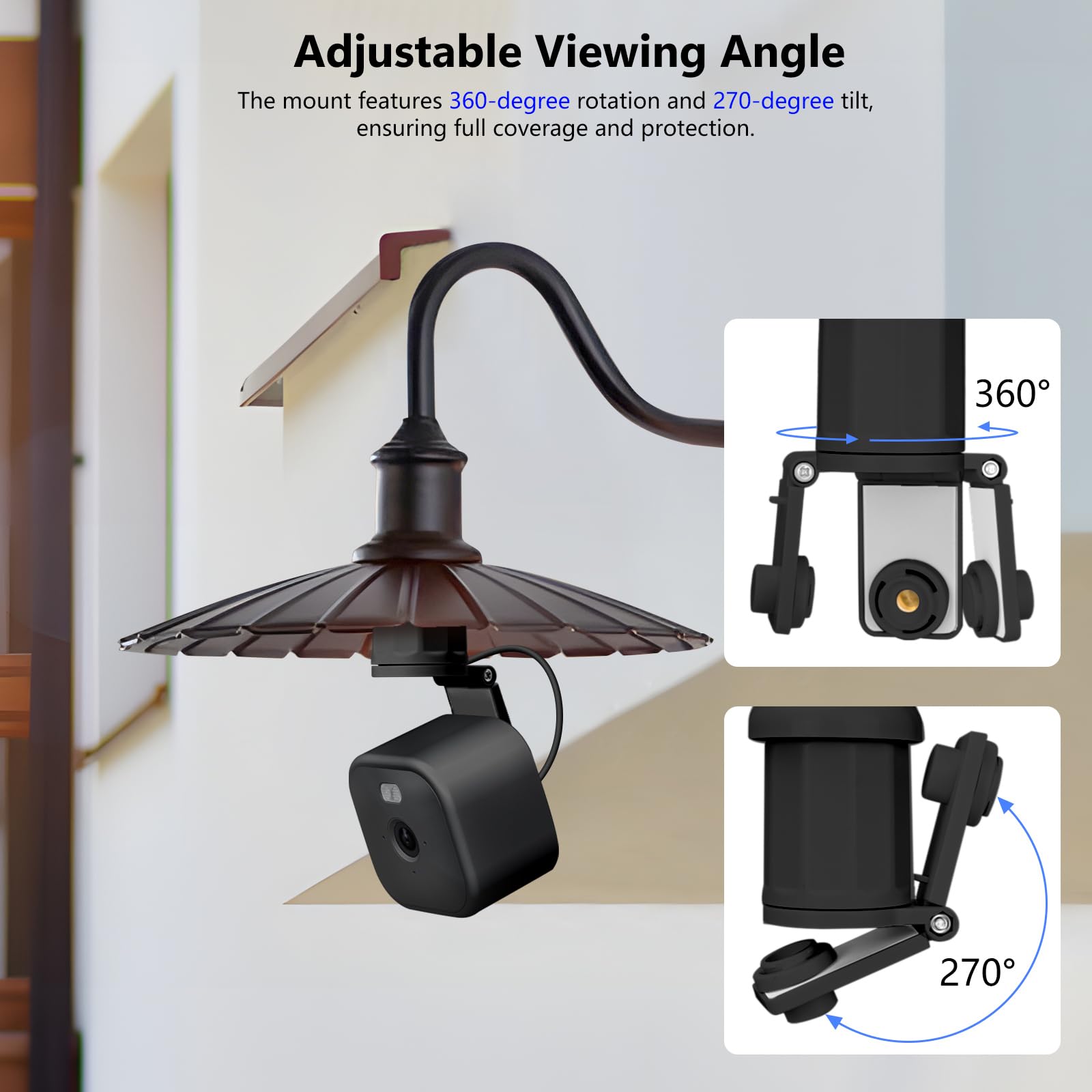 Adjustable Lamp Socket Mount for Blink Outdoor 4 (4th Gen), Blink Outdoor (3rd Gen), Blink Mini/Blink Mini 2, Light Bulb Mount for Standard E26/E27 Bulb Holder, Easy Installation Without Tools - Black