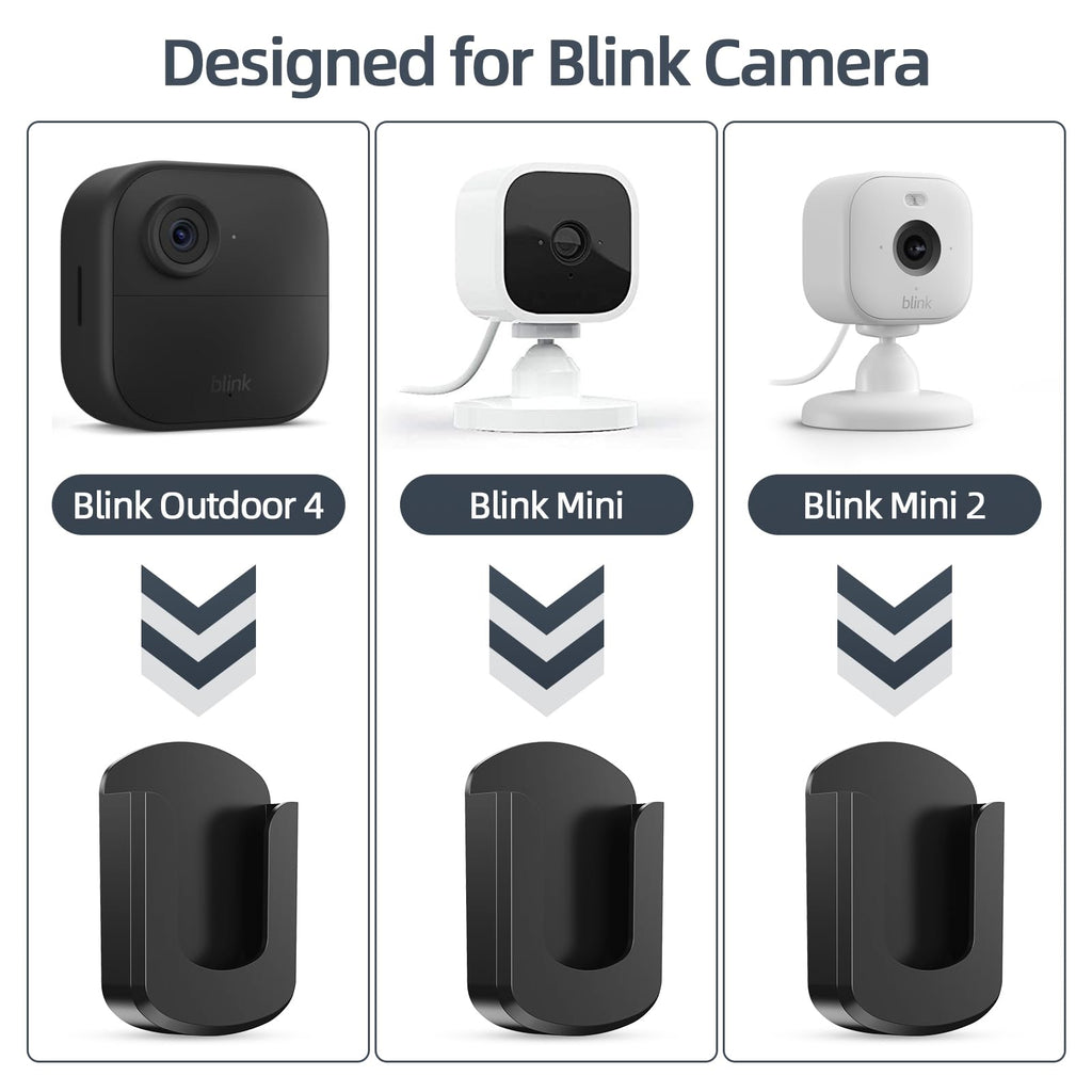 Blink Camera Mount, 3 Pack Adhesive Wall Mount Bracket for Blink Outdoor 4/Indoor/Mini/Mini 2, No Drill, Black