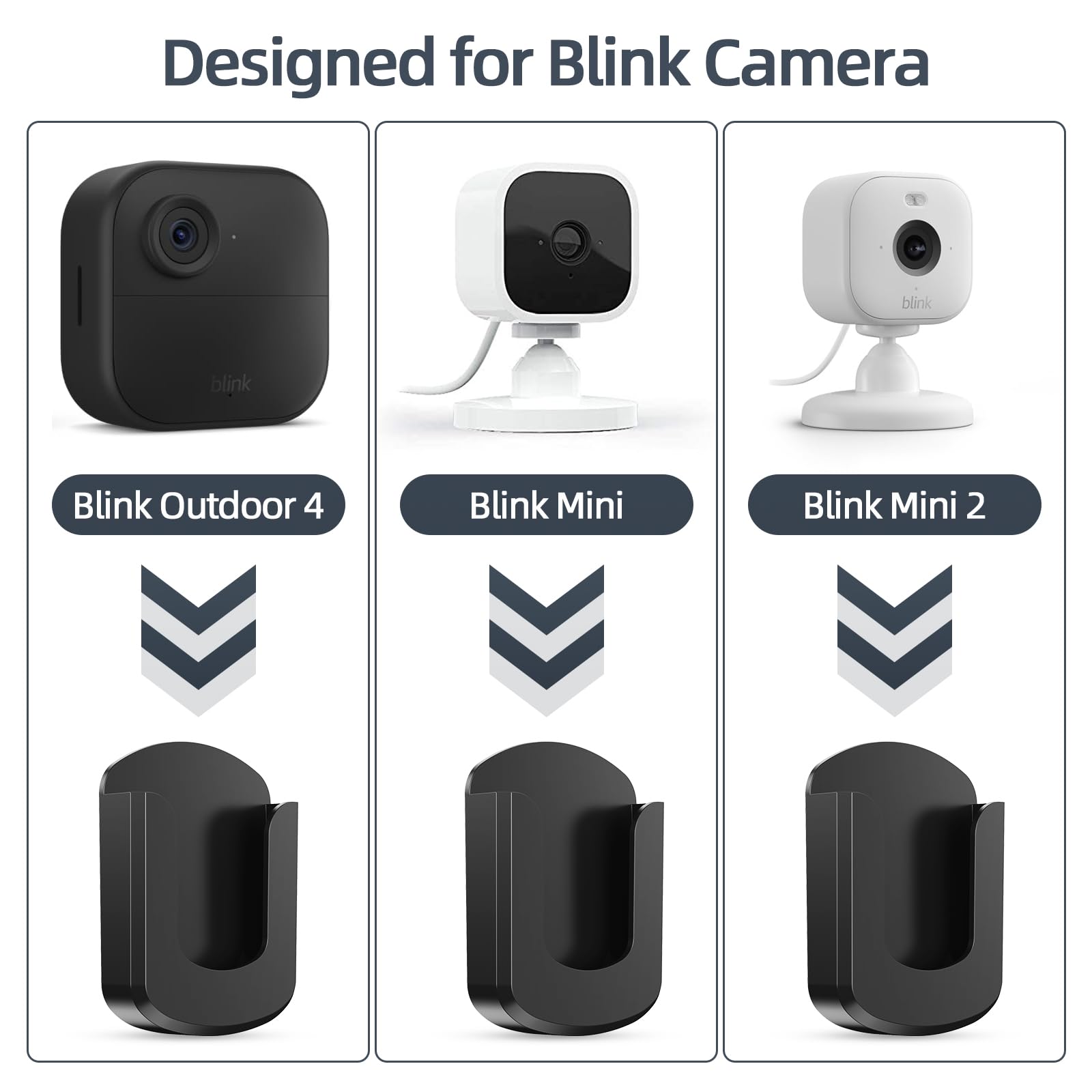 Blink Camera Mount, 3 Pack Adhesive Wall Mount Bracket for Blink Outdoor 4/Indoor/Mini/Mini 2, No Drill, Black