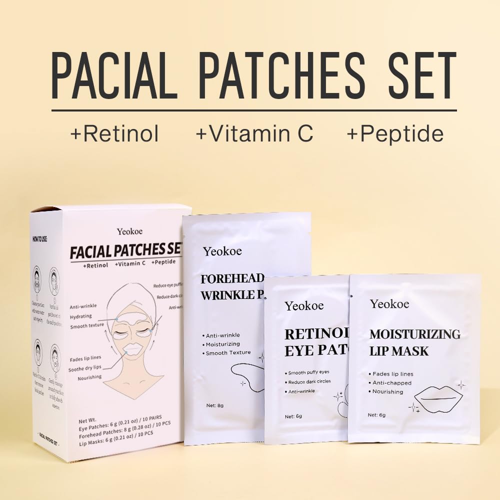 Yeokoe Under Eye Patches for Dark Circles,Eye Mask for Puffy Eyes With Collagen,Retinol,Vitmin C,Hyaluronic Acid and Niacinamide Face Masks Skincare Spa Gifts for Woman 20Pairs