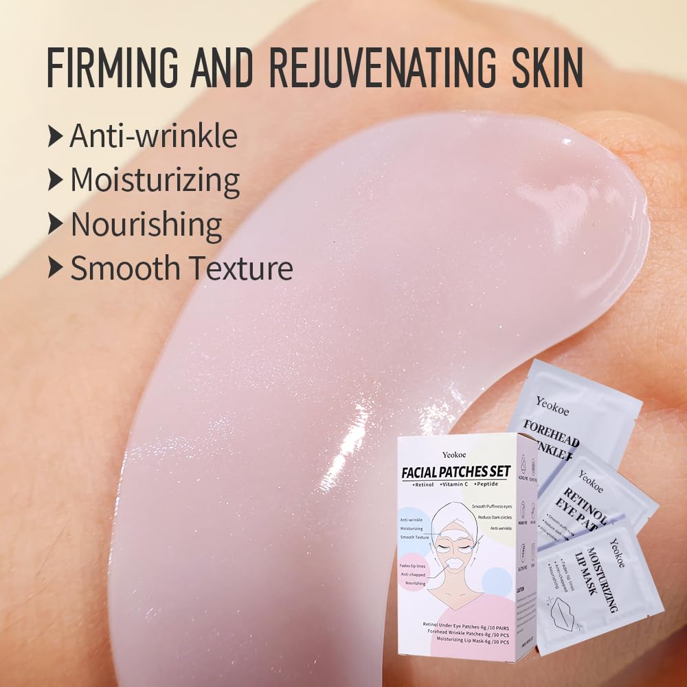 Yeokoe Under Eye Patches for Dark Circles,Eye Mask for Puffy Eyes With Collagen,Retinol,Vitmin C,Hyaluronic Acid and Niacinamide Face Masks Skincare Spa Gifts for Woman 20Pairs