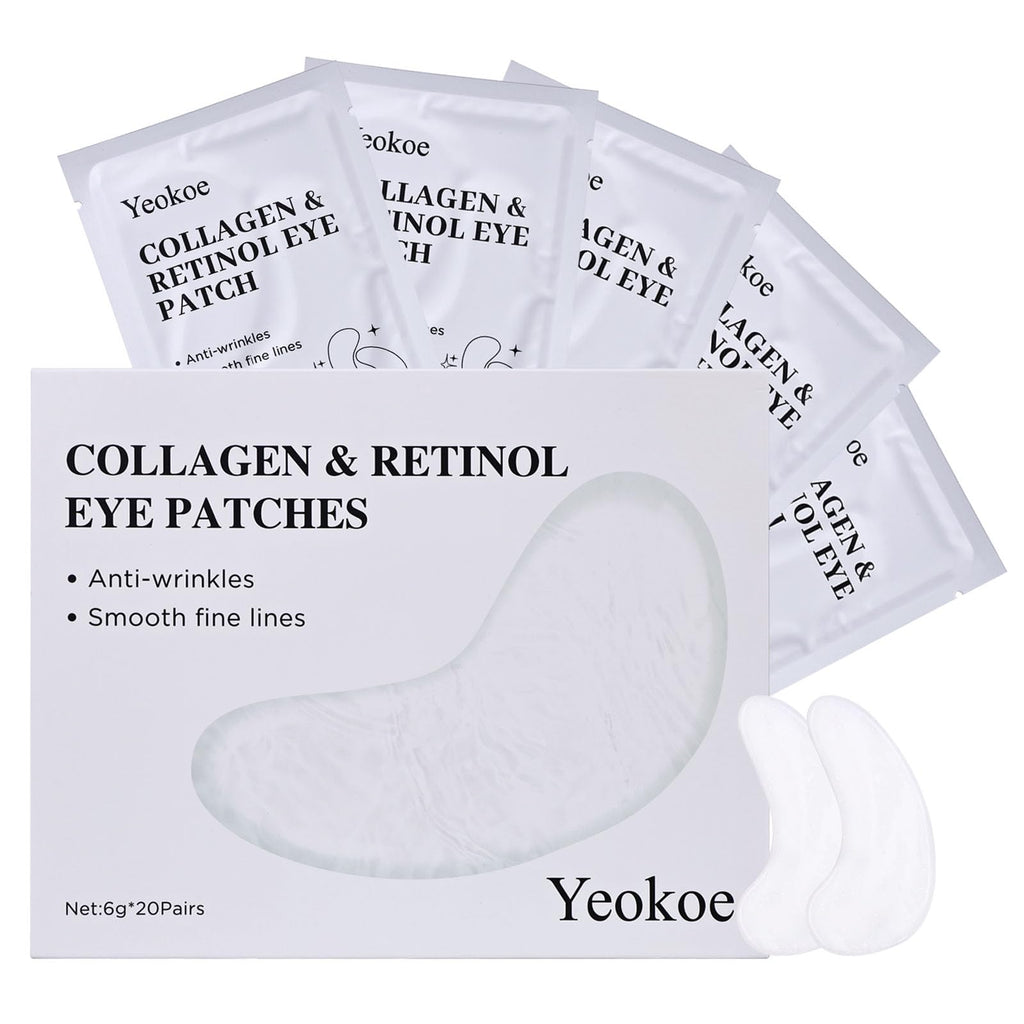 Yeokoe Under Eye Patches for Dark Circles,Eye Mask for Puffy Eyes With Collagen,Retinol,Vitmin C,Hyaluronic Acid and Niacinamide Face Masks Skincare Spa Gifts for Woman 20Pairs