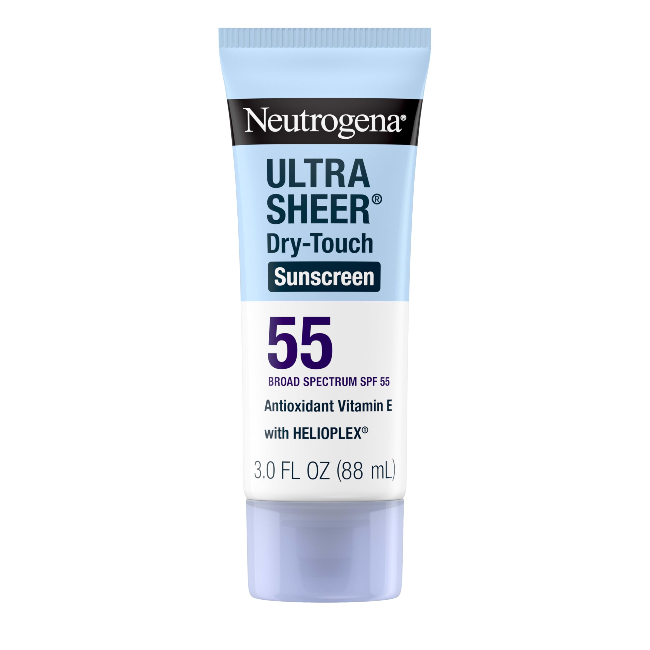 Neutrogena, Ultra Sheer Dry-Touch Sunscreen SPF 55 for Face and Body, Lightweight Non Greasy Broad Spectrum Uva/Uvb Protection, No White Cast, Water Resistant (80 Min) Travel Sunscreen Lotion, 88.7 mL
