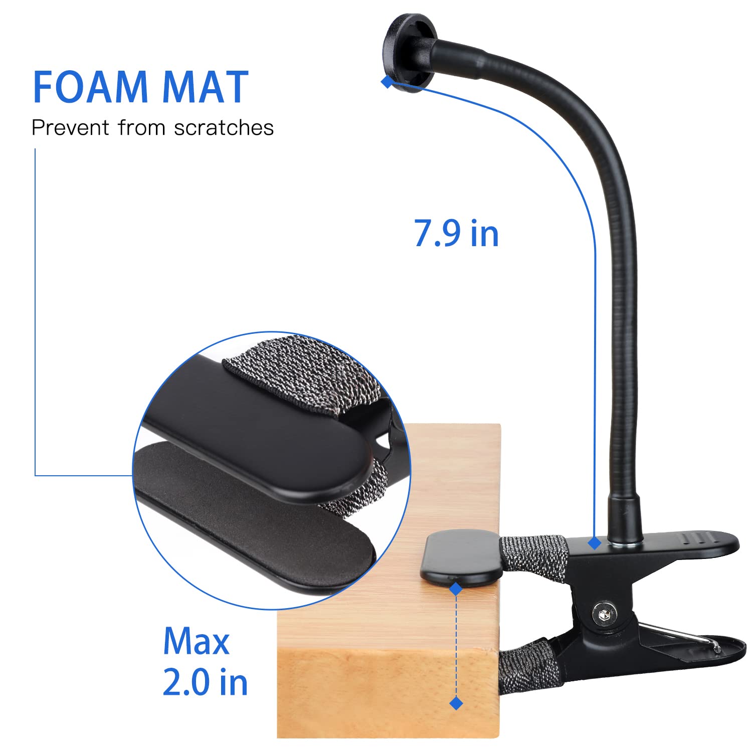 iTODOS 2 Pack Flexible Clip Clamp Mount - Compatible with Blink Mini, Outdoor (3rd Gen) XT3, XT, XT2, Indoor - 8 Inch Flexible Gooseneck Arm - Attach Camera Anywhere