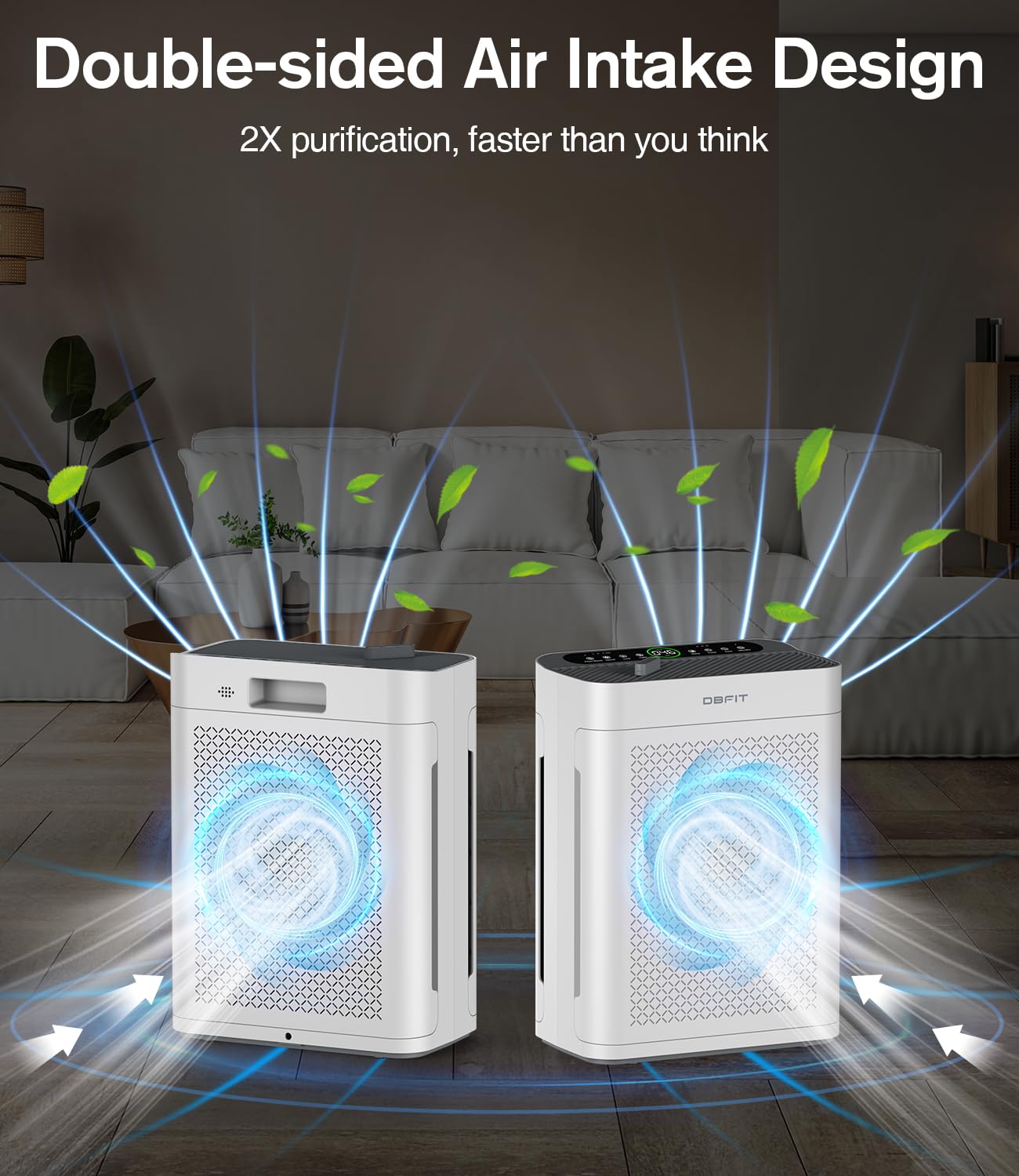 Air Purifiers for Home Large Room up to 3000sq.ft, DBFIT HEPA Double-Sided Air Purifier with Washable Filter, PM 2.5 Display Air Quality Sensor, Air Cleaner for Bedroom, Dorm Room, Pets, Office, AP300