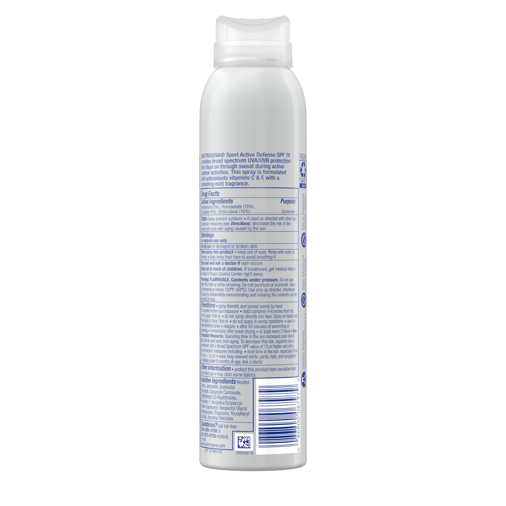 Neutrogena, Sport Face Sunscreen SPF 70+, Oil-Free, Sweat and Water-Resistant, Broad-Spectrum UVA/UVB, 2.5 Fl Oz