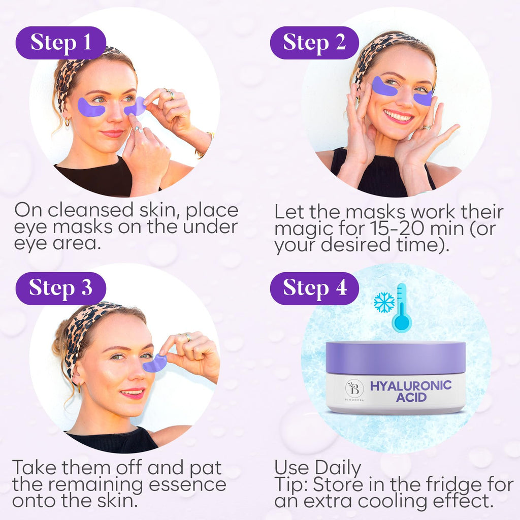 BLOOMORA Green Tea Under Eye Patches (30 Pairs), Cooling Eye Mask for Puffy Eyes & Dark Circles, Soothing & Hydrating Gel Pads, Revitalizing Under Eye Care & Skincare Gifts for Women