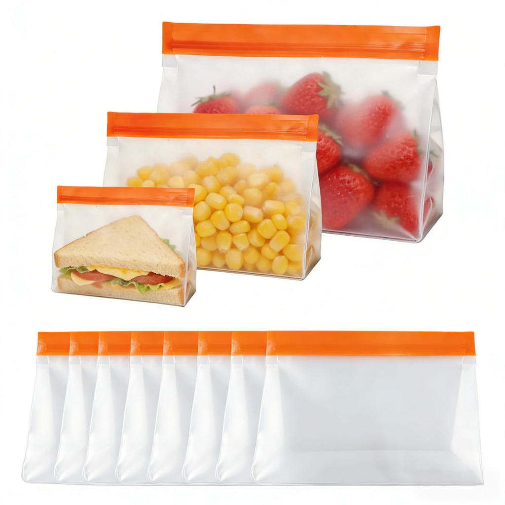 PABCK 9 Pcs Reusable Silicone Produce Freezer Bags Self Seal Green 3S+3M+3L | Stand Up Freezer Food Storage Bags Leakproof Resealable Bag for Sandwich Smell Proof Fridge Organization for Lunch Travel