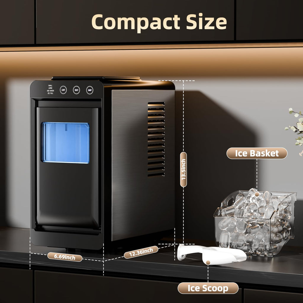 Antarctic Star Ice Maker, Portable Ice Machine with Self-Cleaning Function, 8 Cubes in 6 Mins Fast Countertop Ice Making, Compact Ice Cube Maker for Home, Kitchen, RV, Travel, Stainless Steel