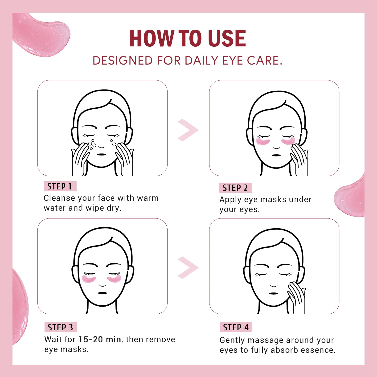 Yeokoe Under Eye Patches for Dark Circles,Eye Mask for Puffy Eyes With Collagen,Retinol,Vitmin C,Hyaluronic Acid and Niacinamide Face Masks Skincare Spa Gifts for Woman 20Pairs