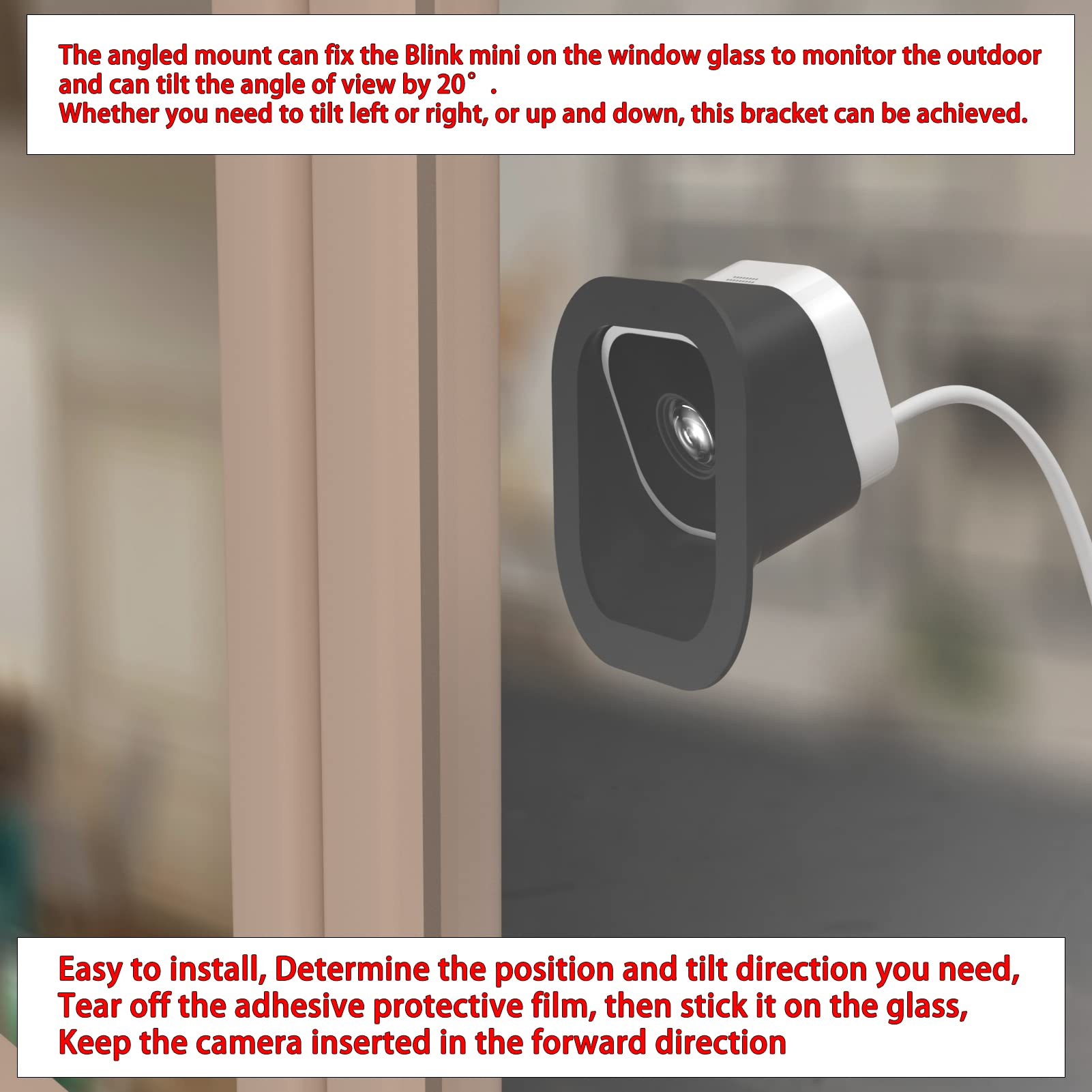 Teccle 2 Pack Angled Window Mount for Blink Mini Camera, 20 Degrees Tilt (Up/Down/Left/Right) (Not Compatible with Blink mini 2)