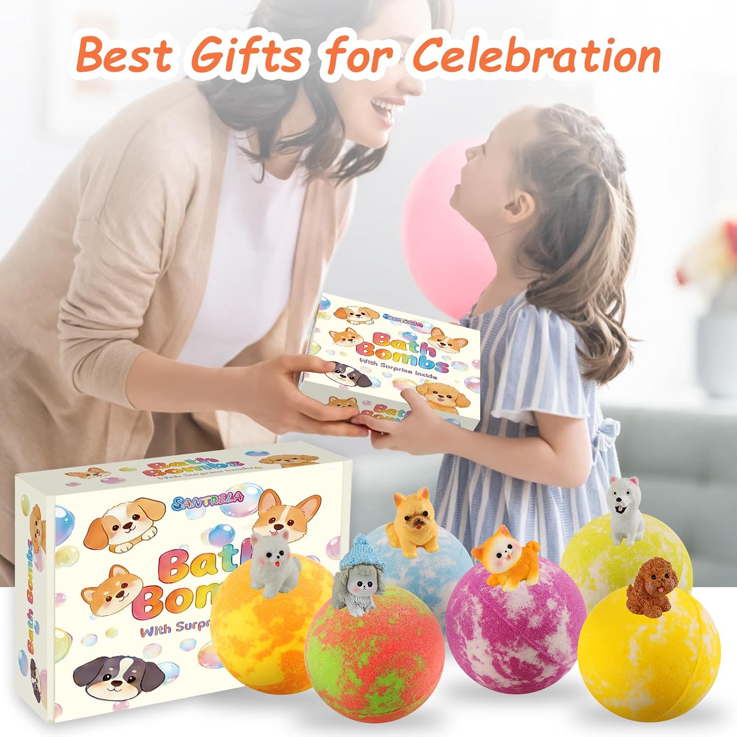 Bath Bombs for Kids with Toys Inside, 6 Pack Kids Bath Bombs with Puppy Dolls & Dog Pretend Playset Bath Toys，Surprise Birthday Gifts for Girls Boys, Bubble Bath Fizzies Ball Gift Set