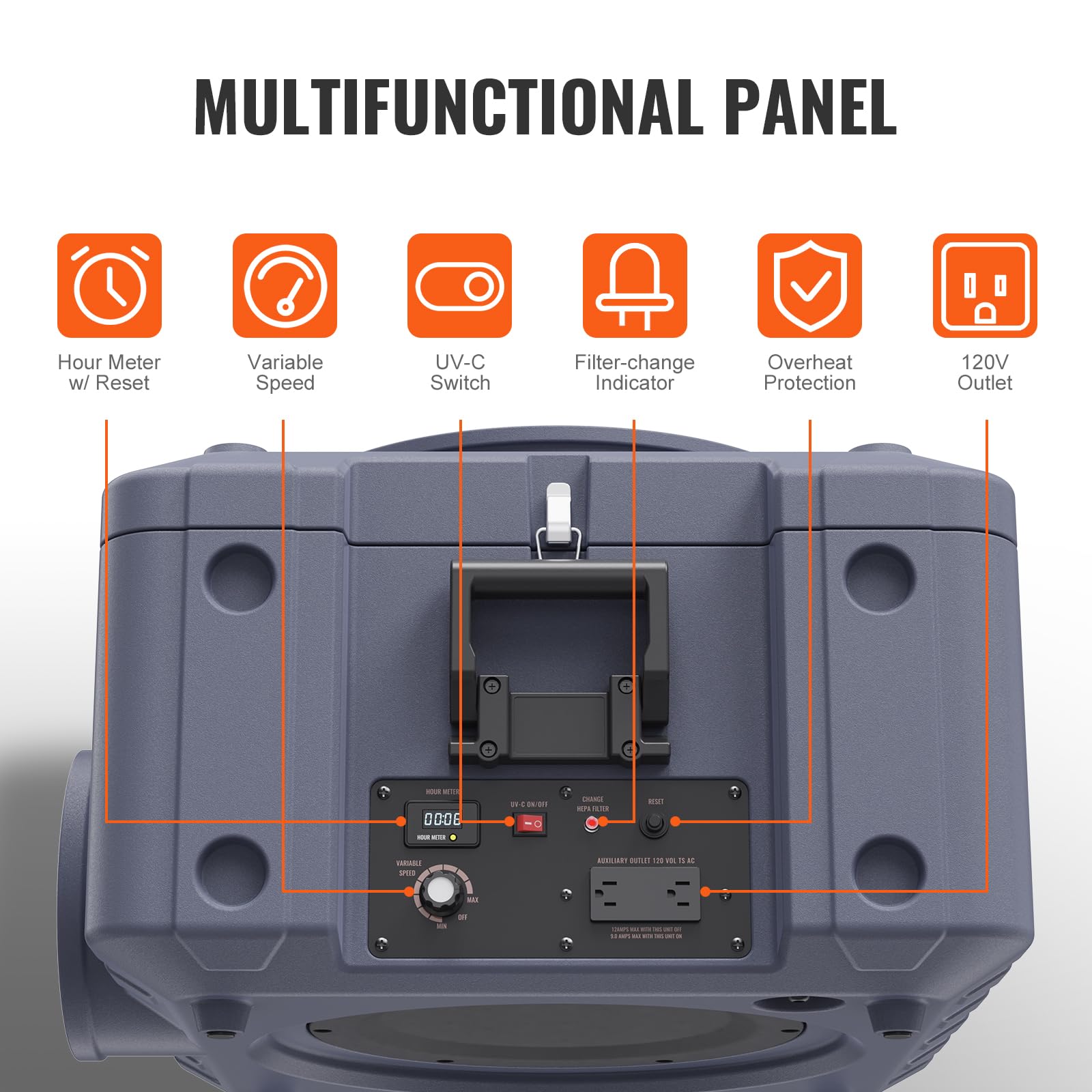 VEVOR Air Scrubber 550 CFM 3-Stage Filtration Stackable Negative Machine | Air Cleaner with MERV10, Carbon, H13 HEPA, for Home, Industrial and Commercial Use