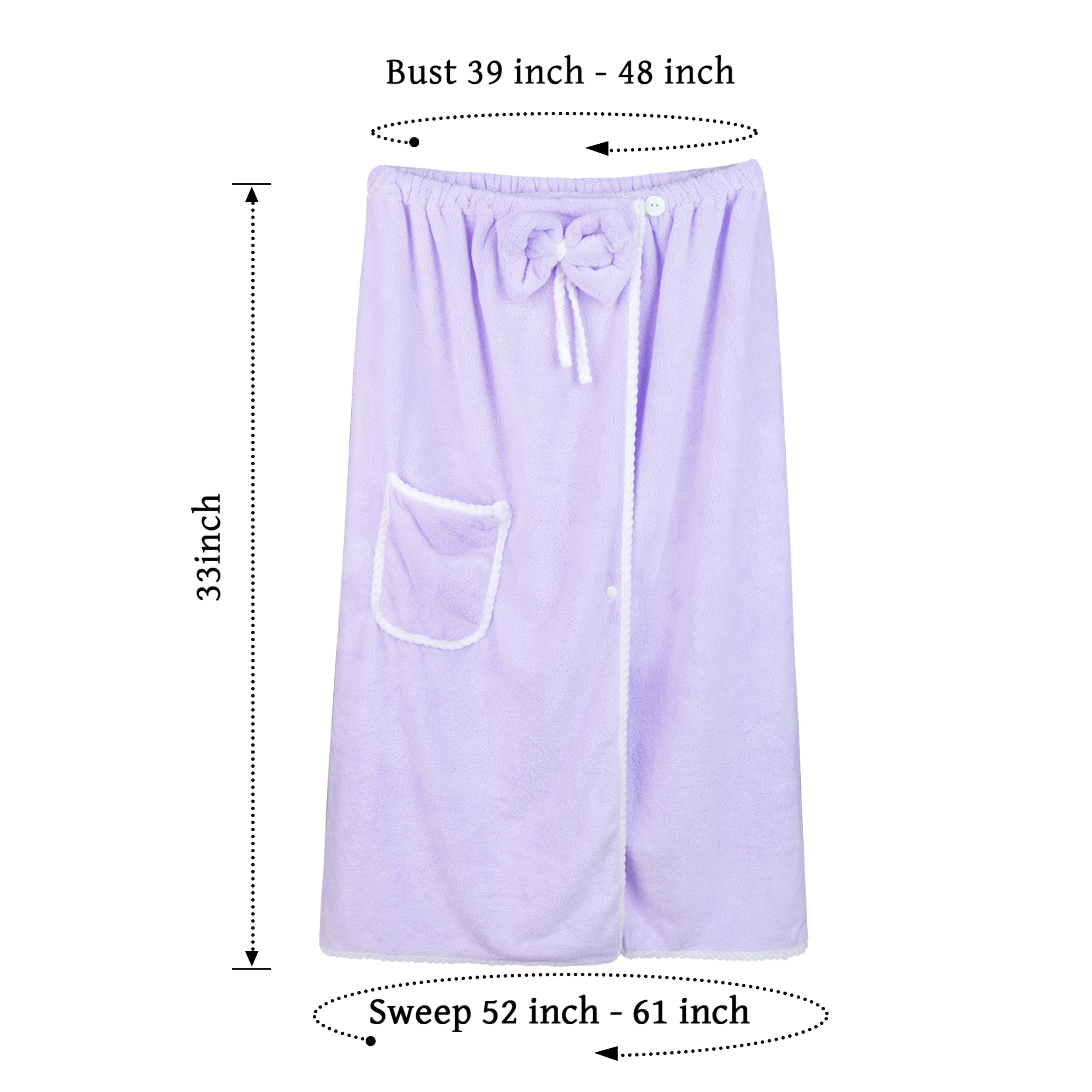 Towel Wrap Women Shower Robe Adjustable Closure Bathrobe with Hair Drying Towel & Spa Wraps