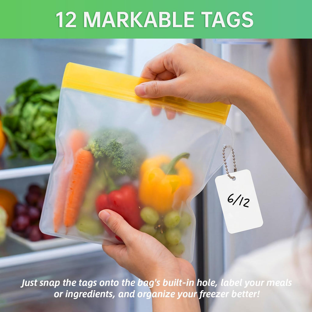 RLAVBL 1/2 Gallon Freezer Bags Reusable Food Storage Bags for Vegetable, Liquid, Snack, Meat, Sandwich, 10.2x7.87 Inch, 10 Pack
