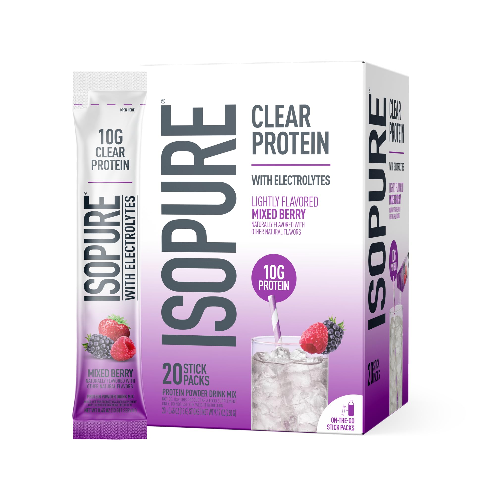 Isopure Clear Whey Isolate Protein Powder, Lactose Free, Gluten Free, Naturally Flavored, Watermelon Lime, 20g Protein Per Serving, 14.1 Oz, 16 Servings (Packaging May Vary)