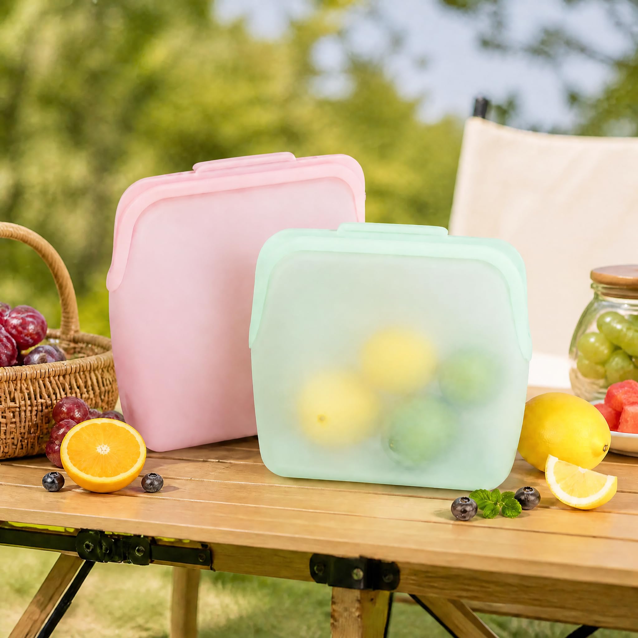 STHF Everbag Reusable Silicone Food Storage Bags — Leak‑Proof, Upright Freezer & Sous‑Vide Safe, Odor‑Proof, High‑Temperature Resistant Food Storage Bags (rectangle)