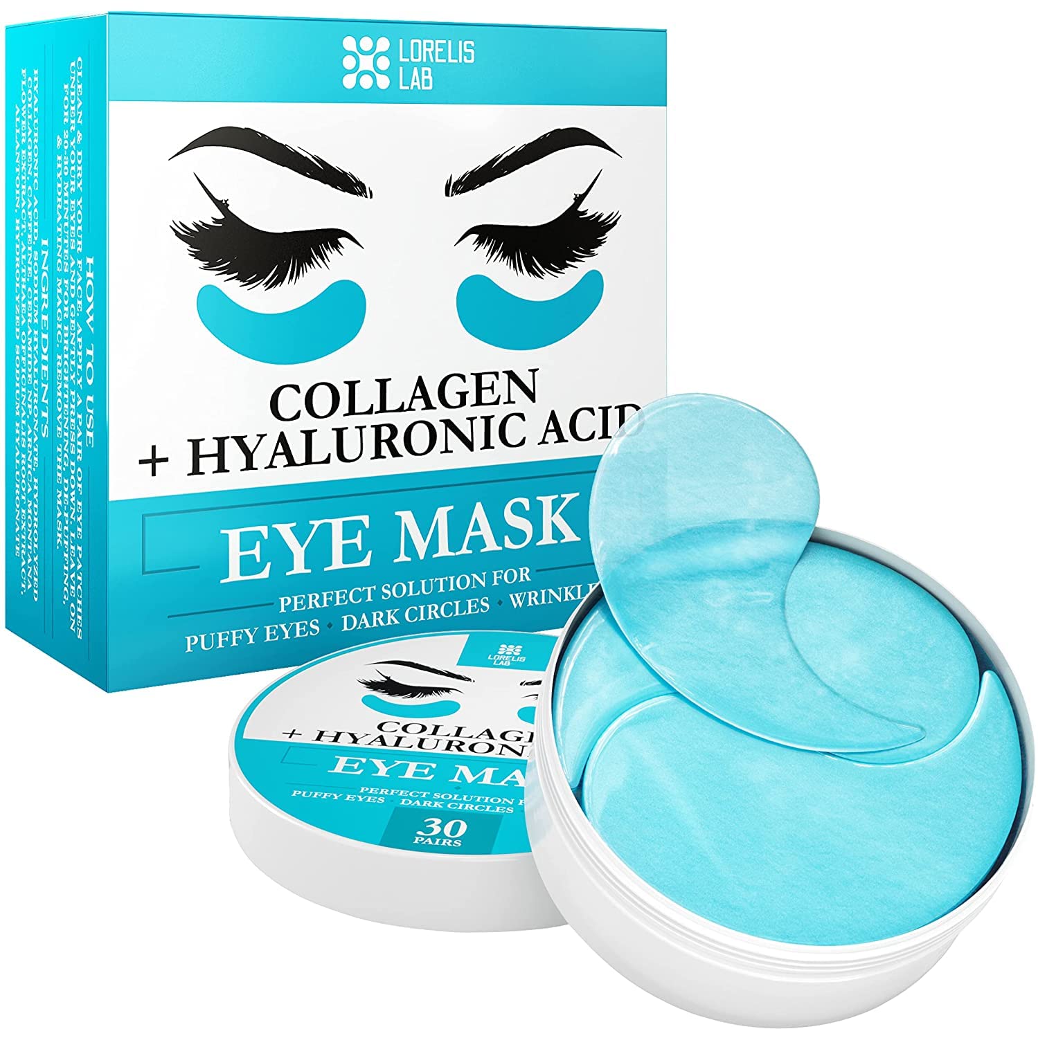 Under Eye Mask for Puffy Eyes, Dark Circles, Eye Bags, Puffiness, Wrinkles with Collagen - Hydrating - Green Tea Skincare - Anti-Aging Eye Patch Treatment Masks - 60 Under Eye Gel Pads