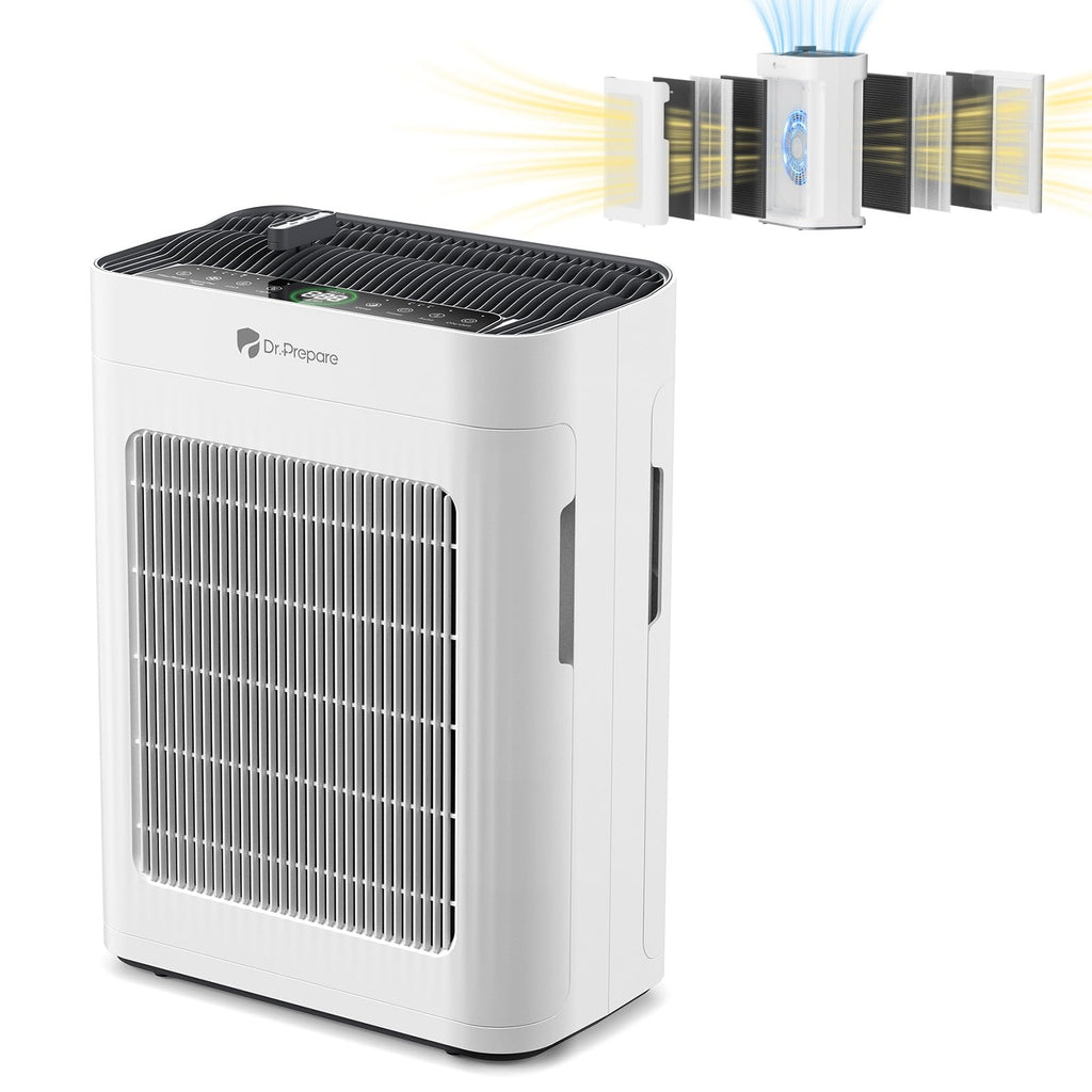 Dr.Prepare Air Purifier for Home Large Room Up to 3,000 ft², with Dual-Sided Washable Pre-Filter, Pet Mode, PM 2.5 Display, Filters Up to 99.97% of Particles, Pollen, Smoke, for Bedroom, Office