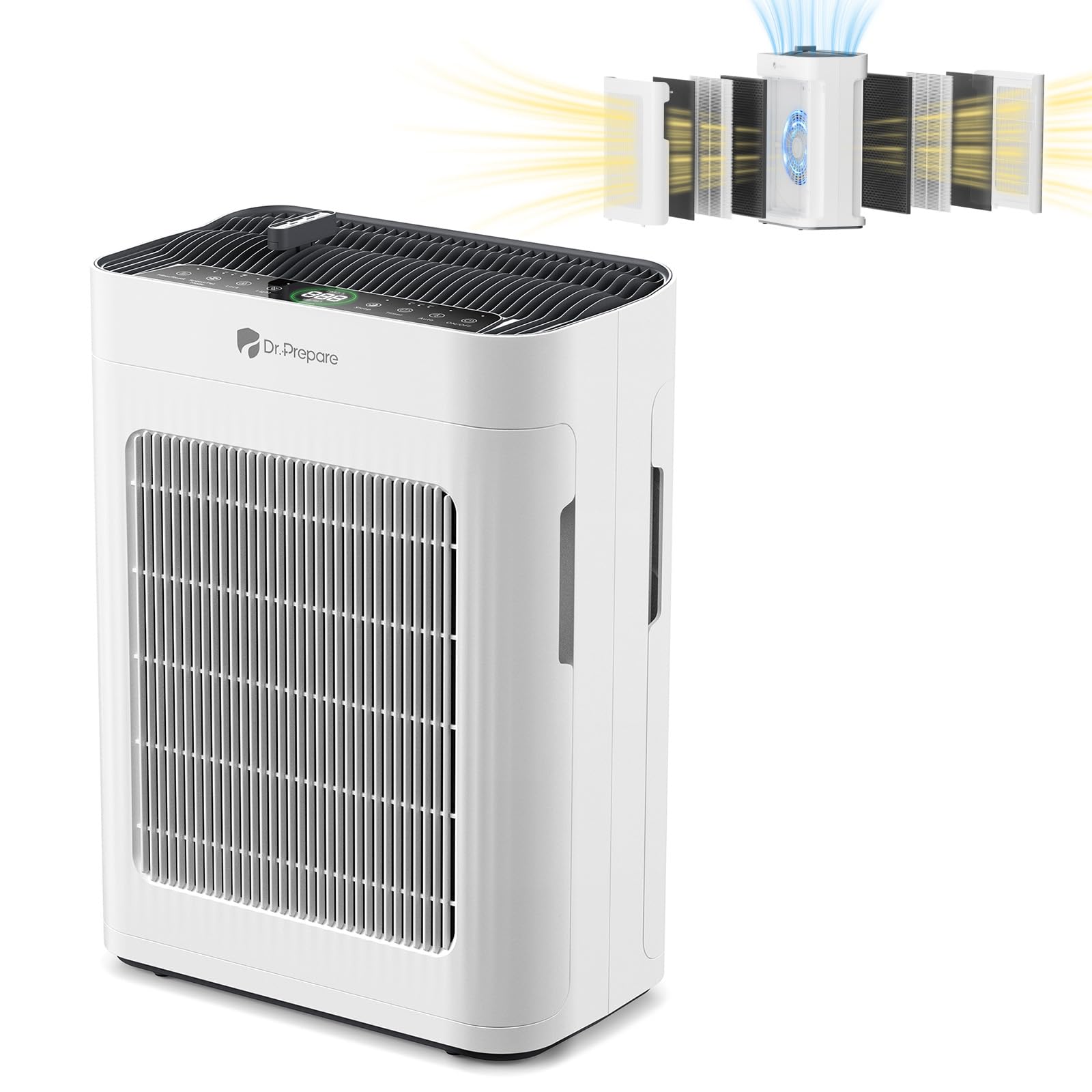 Dr.Prepare Air Purifier for Home Large Room Up to 3,000 ft², with Dual-Sided Washable Pre-Filter, Pet Mode, PM 2.5 Display, Filters Up to 99.97% of Particles, Pollen, Smoke, for Bedroom, Office