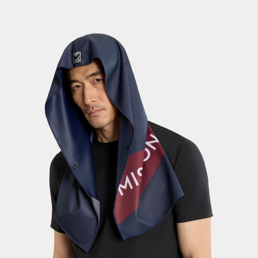 MISSION Max Plus Cooling Hoodie Towel- Hood Towel, Cools Instantly When Wet, UPF 50 Sun Protection, Contours Your Head to Stay in Place, Great for Sports, Fitness, Gym (White Camo)