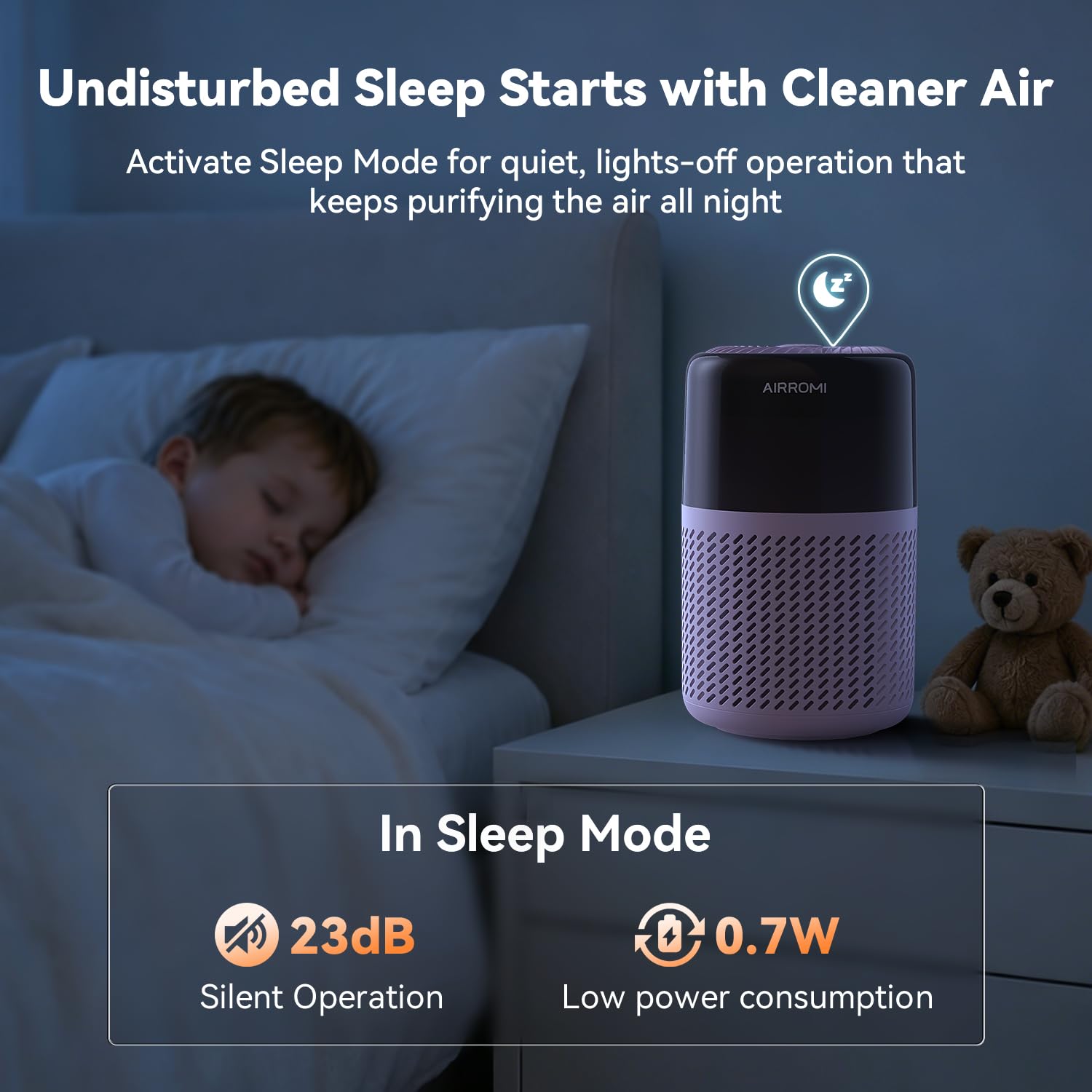 AIRROMI HEPA Air Purifier for Bedroom&Home,Pet Air Purifier for Home Pets,Removes Pet Odor,Cat Litter Smell,Dust,Smoke&Allergies,Quiet Room Air Purifier with Scents,360°Air Cleaner,A2005 Black