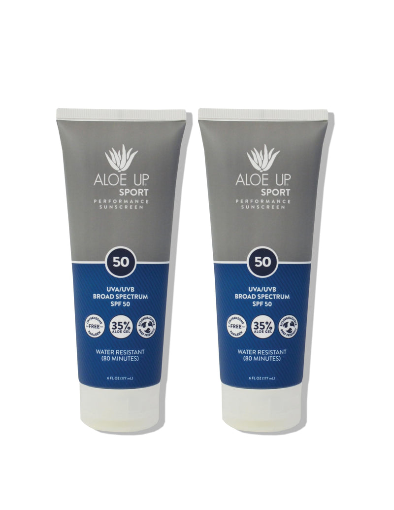 Aloe Up Sport Sunscreen Body Lotion SPF 50 – Broad Spectrum Sunblock With Aloe Vera Gel – Non-Greasy, Skin Sun Protection, No White Cast – Sunscreen – Fragrance-Free – 6 Oz, 2-Pack