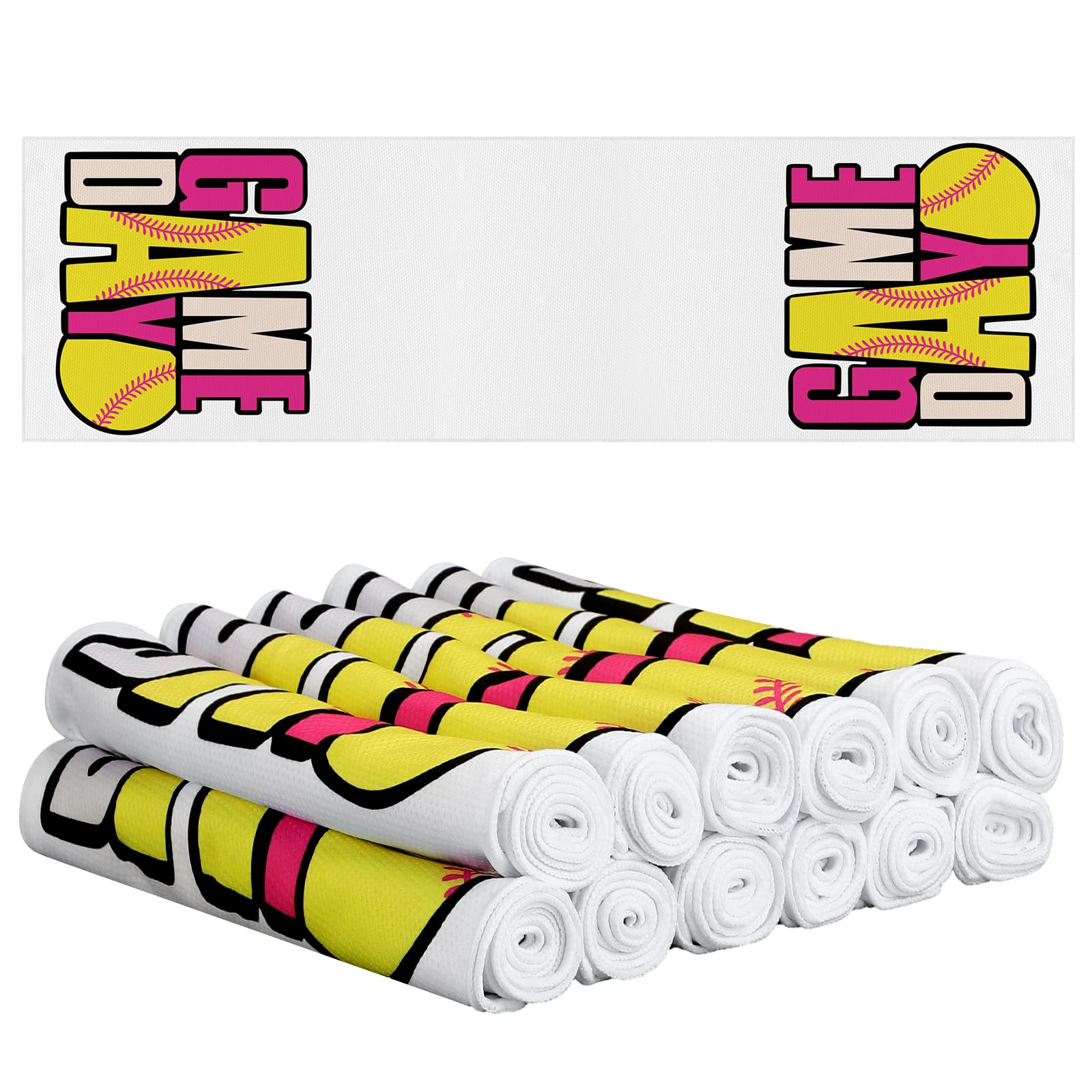 Tegeme 12 Counts Baseball Ice Cream Cooling Towels 40"x12" Sports Breathable Chilly Ice Fast Drying Towel Cool Training Sweat Rag for Coach Sport Party Favors Team Gift
