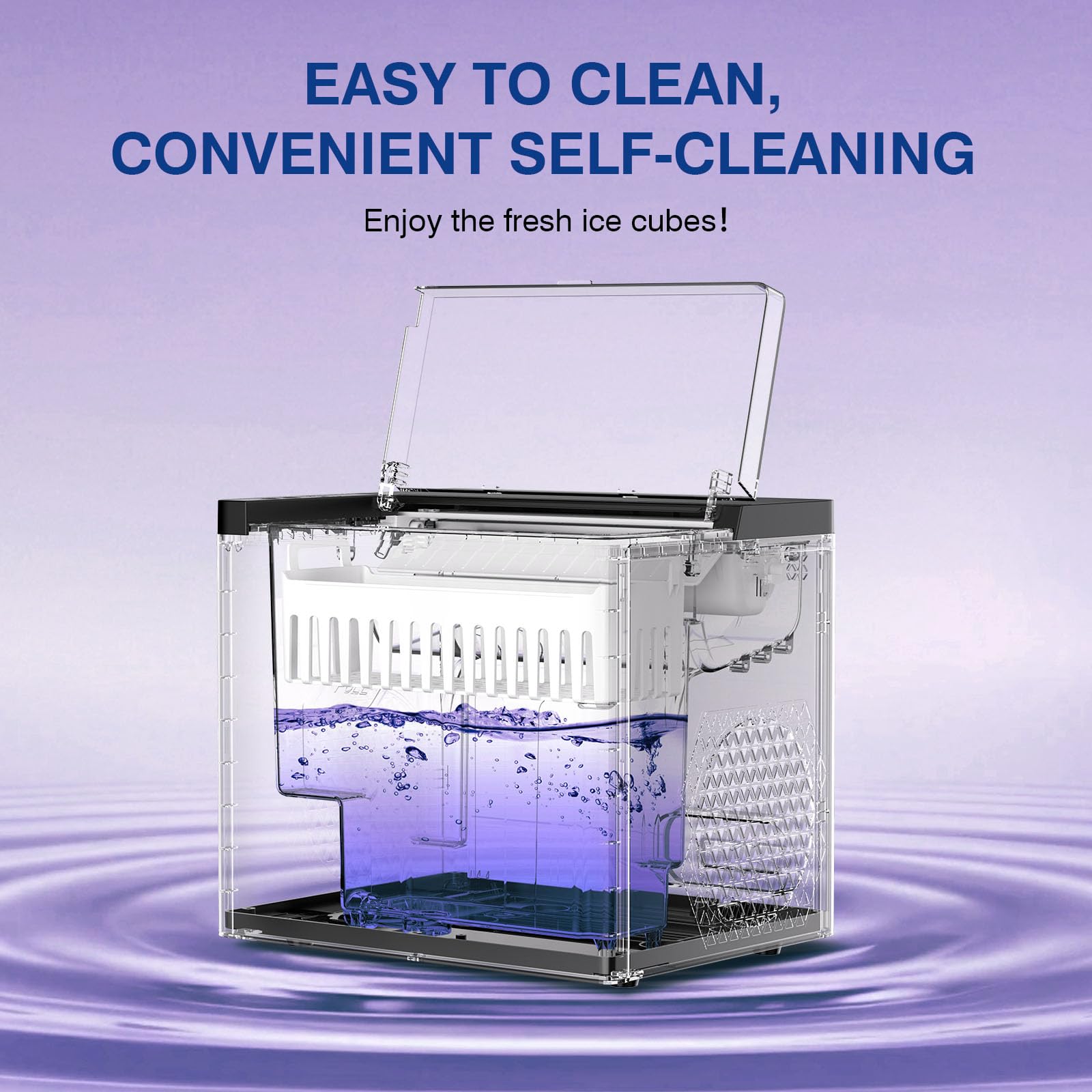 Countertop Ice Makers Machine, Portable Ice Machine Producing 9 Ice Cubes Within 6 Mins, Bullet Ice Available in Two Sizes(S/L), Compact Mini Ice Maker Appliance for Home Kitchen Camping (Soot)