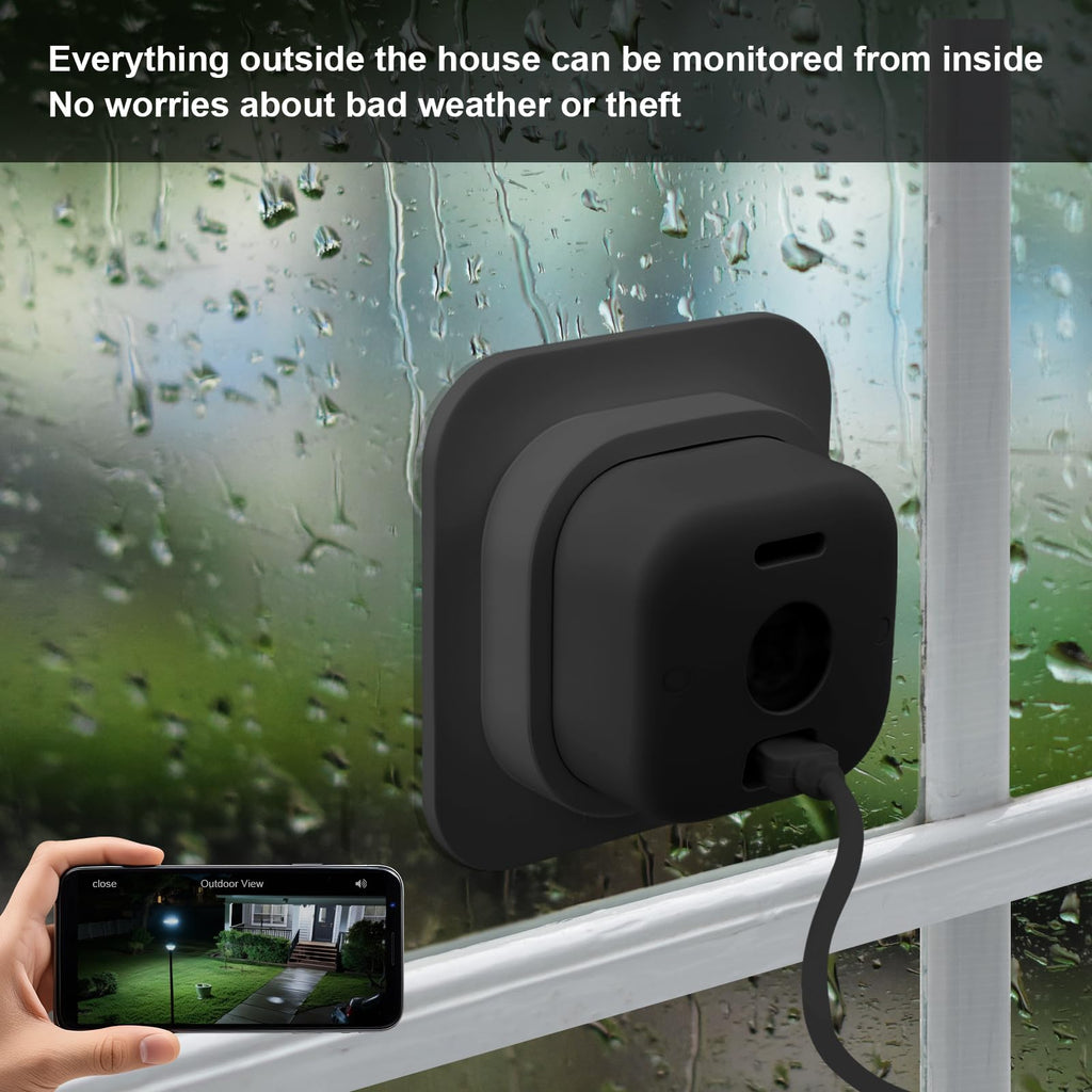 2 Pack Window Mount Compatible with Blink Mini Indoor, Secured Camera Glass Wall Holder for Single Pane Glass Windows/Doors for Outside Security Monitoring,White