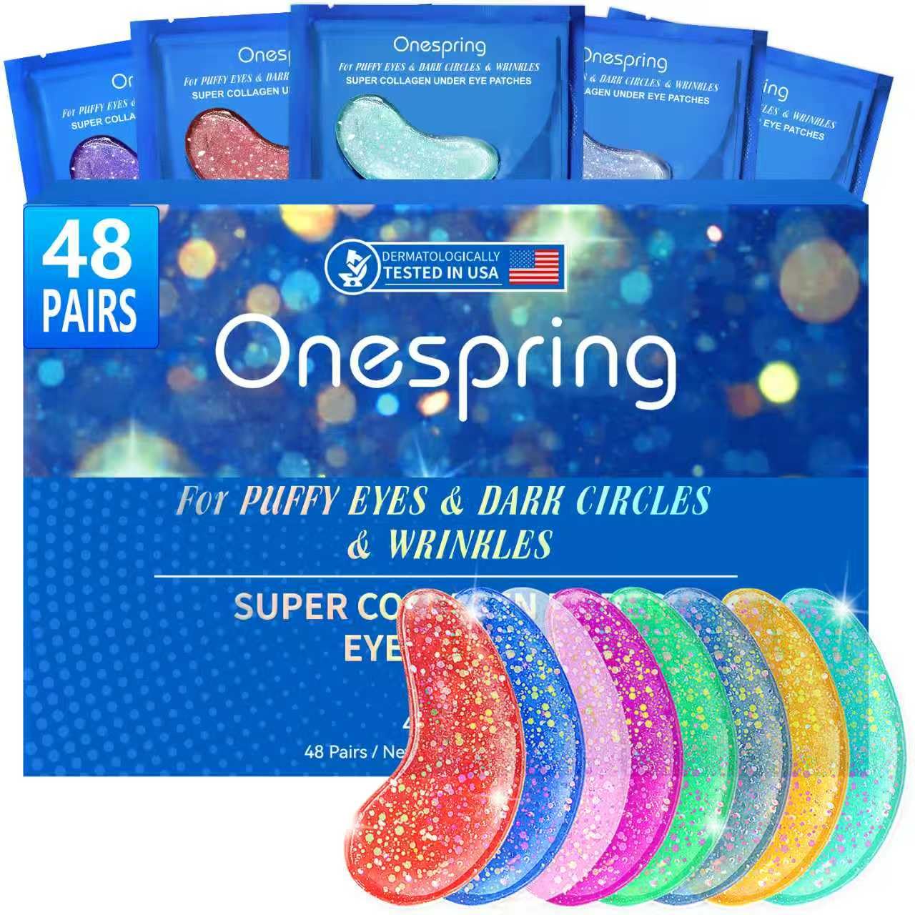 Onespring Eye Masks, Under Eye Patches for Puffiness, Retinol Collagen Eye Gel Pads, Reduce Wrinkles, Eye Bags & Dark circles - Face Mask Skincare, Anti Aging & Moisturizer, 24 Pairs