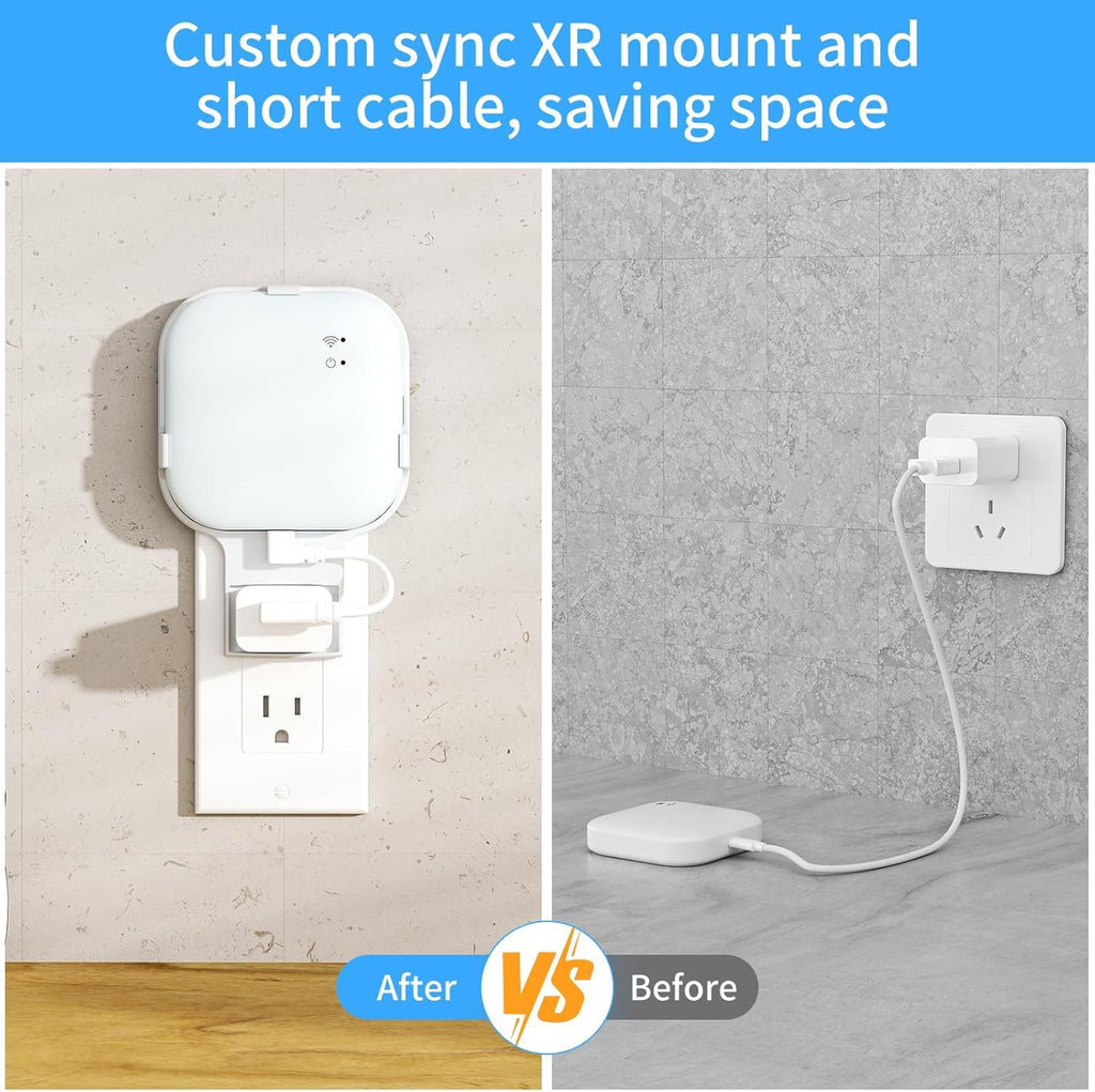 Outlet Mount for All-New Sync Module, Compatible with Blink Sync Module Core/2/XR, Space-Saving & No-Drill Bracket for Blink Indoor Outdoor Security Camera, with Short Cables (1Pack)